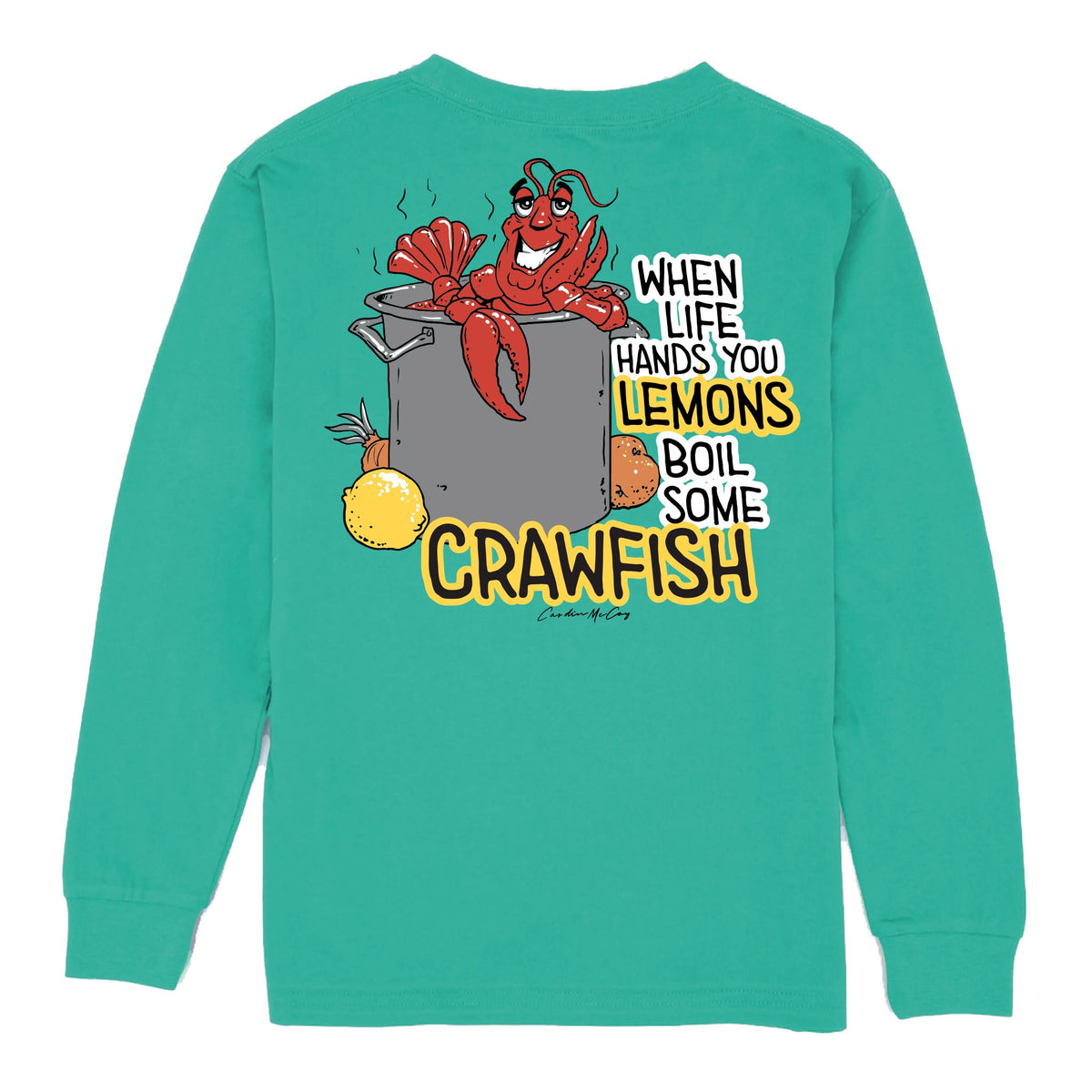 Kids' Crawfish Long Sleeve Pocket Tee Long Sleeve T-Shirt Cardin McCoy Teal XXS (2/3) 