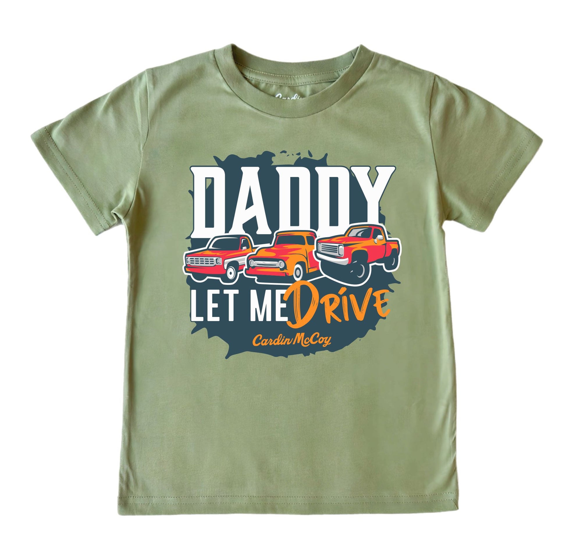 Kids' Daddy Let Me Drive Front Design Short-Sleeve Tee Short Sleeve T-Shirt Cardin McCoy Light Olive XXS (2/3) Front
