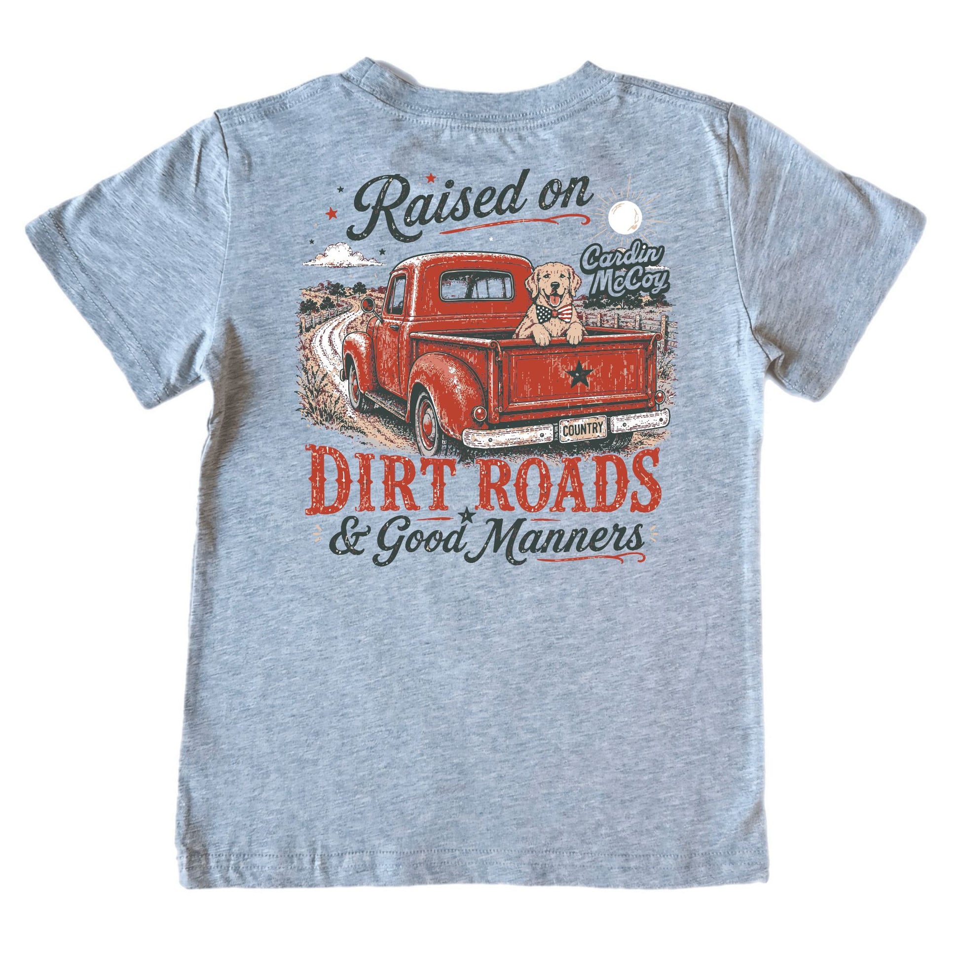 Kids' Dirt Roads and Good Manners Short-Sleeve Tee Short Sleeve T-Shirt Cardin McCoy Heather Gray XXS (2/3) Pocket