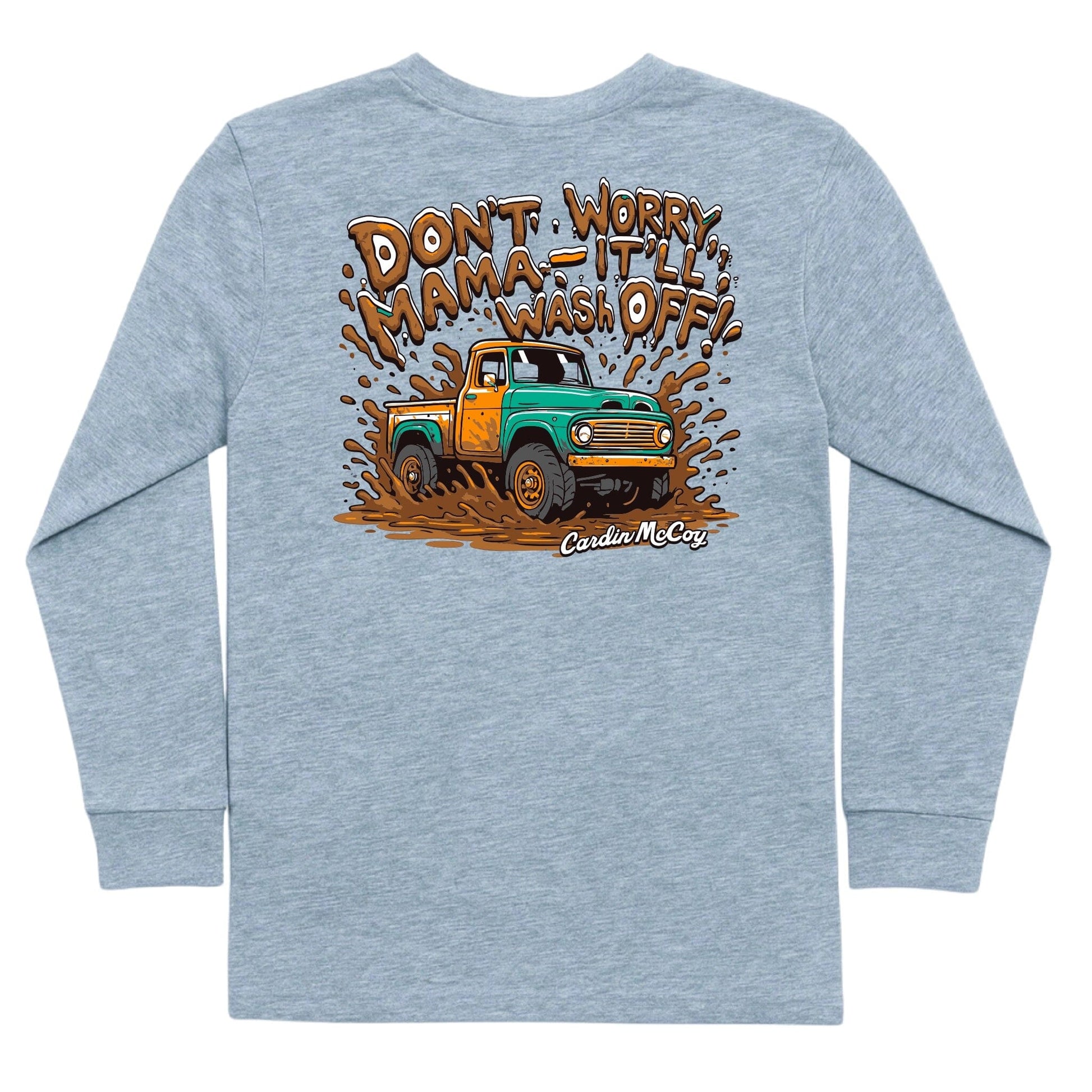 Kids' Don't Worry Mama Long-Sleeve Tee Long Sleeve T-Shirt Cardin McCoy Heather Gray XXS (2/3) Pocket