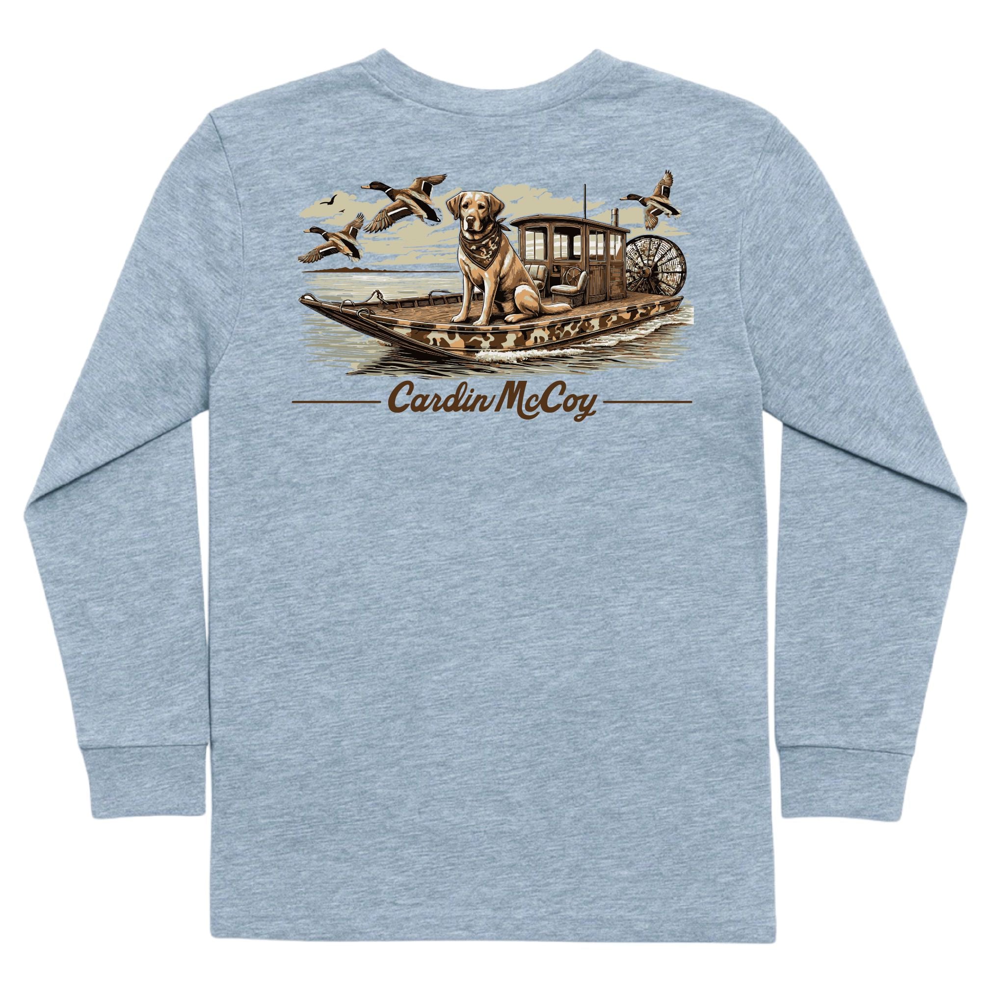 Kids' Duck Boat Long-Sleeve Tee Long Sleeve T-Shirt Cardin McCoy Heather Gray XXS (2/3) Pocket