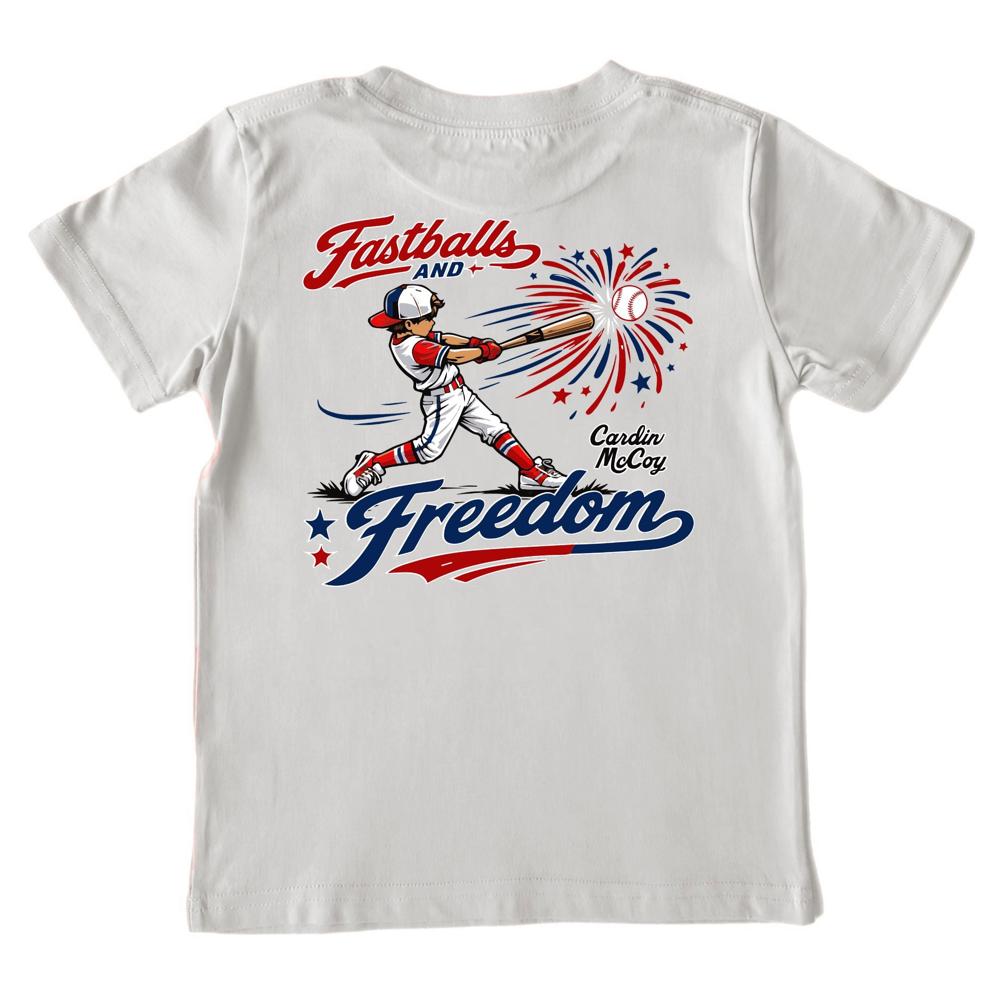 Kids' Fastballs & Freedom With Hat Baseball Performance Short-Sleeve Tee Short Sleeve T-Shirt Cardin McCoy Gray Mist XXS (2/3) Performance