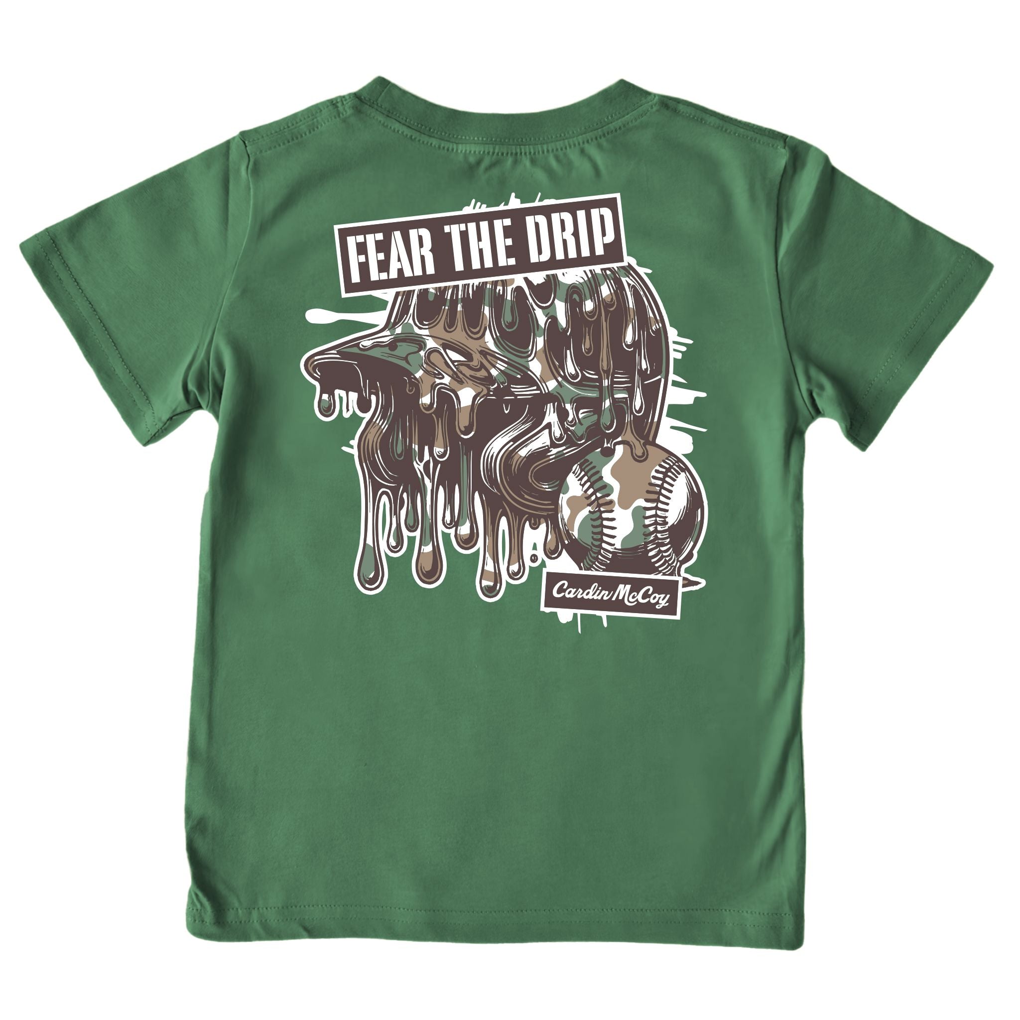 Kids' Fear the Drip Camo Short-Sleeve Tee Short Sleeve T-Shirt Cardin McCoy Dark Olive XXS (2/3) Pocket
