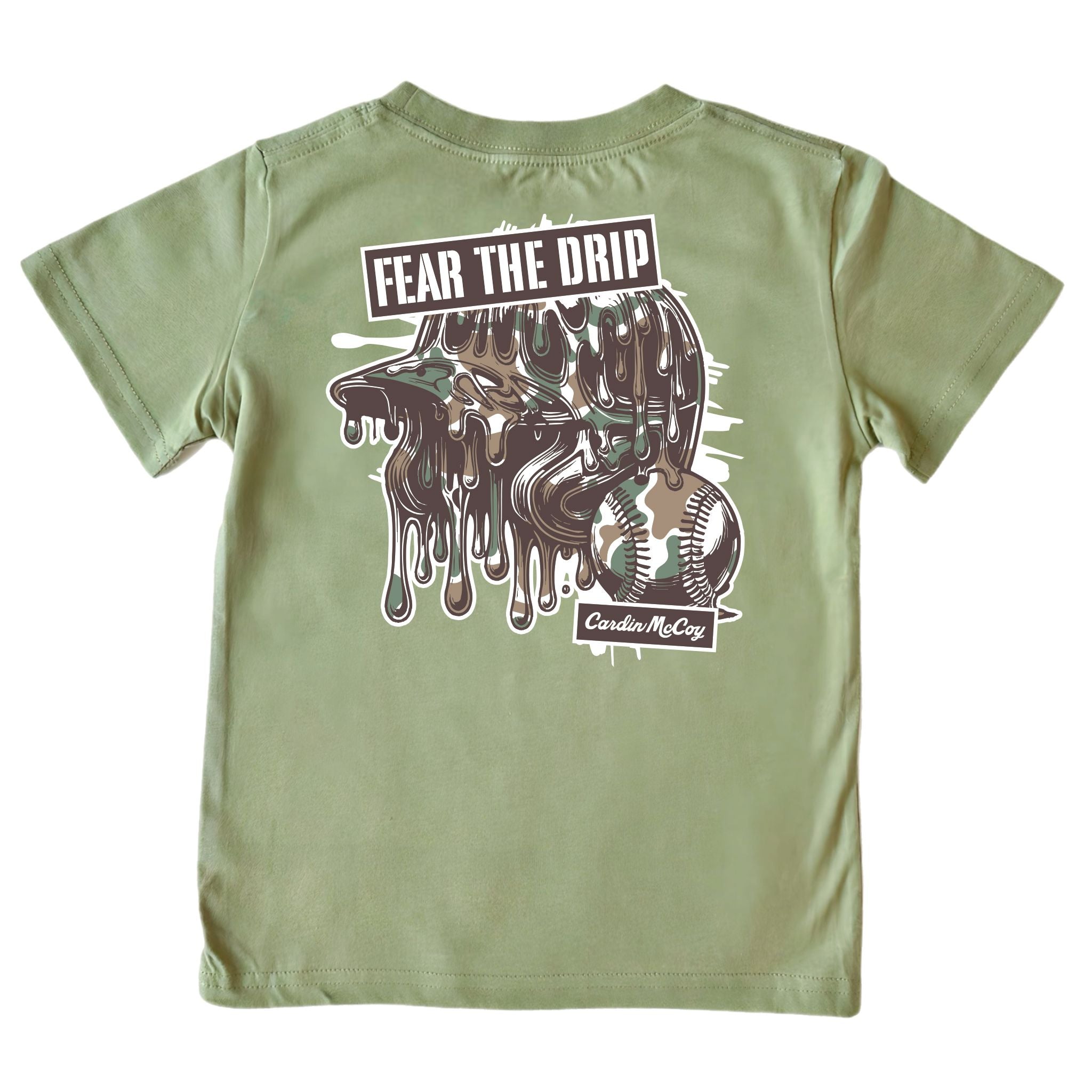Kids' Fear the Drip Camo Short-Sleeve Tee Short Sleeve T-Shirt Cardin McCoy Light Olive XXS (2/3) Pocket