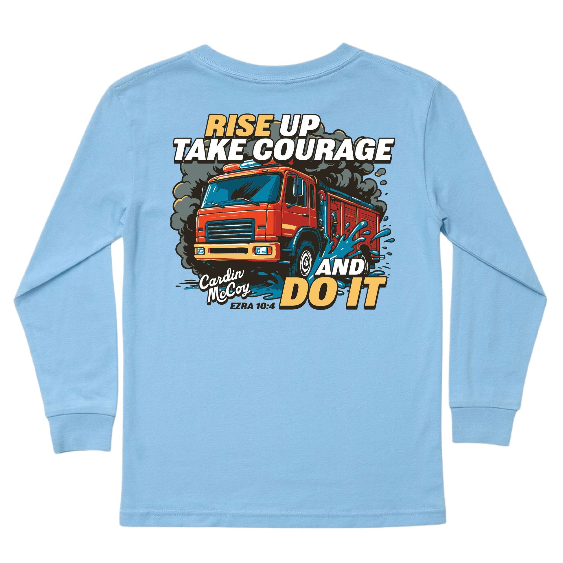 Kids' Fire Truck Courage Long-Sleeve Tee Long Sleeve T-Shirt Cardin McCoy Light Blue XXS (2/3) Pocket