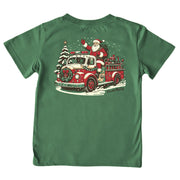Kids' Fire Truck Santa Short-Sleeve Tee Short Sleeve T-Shirt Cardin McCoy Dark Olive XXS (2/3) Pocket