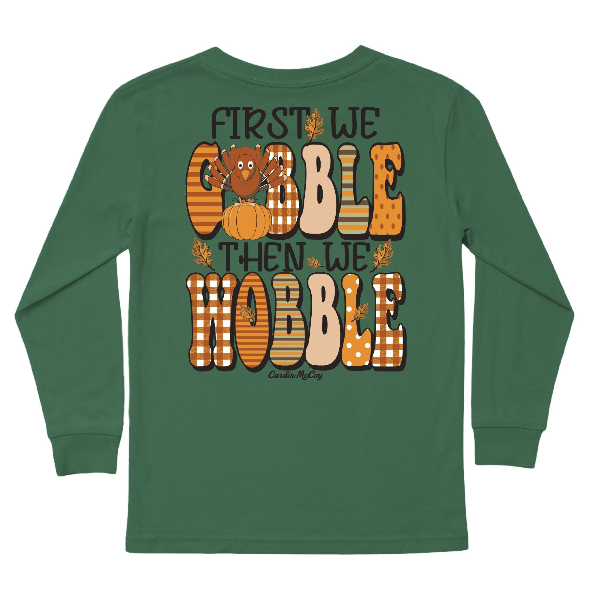 Kids' First We Gobble Long-Sleeve Tee Long Sleeve T-Shirt Cardin McCoy Dark Olive XXS (2/3) Pocket