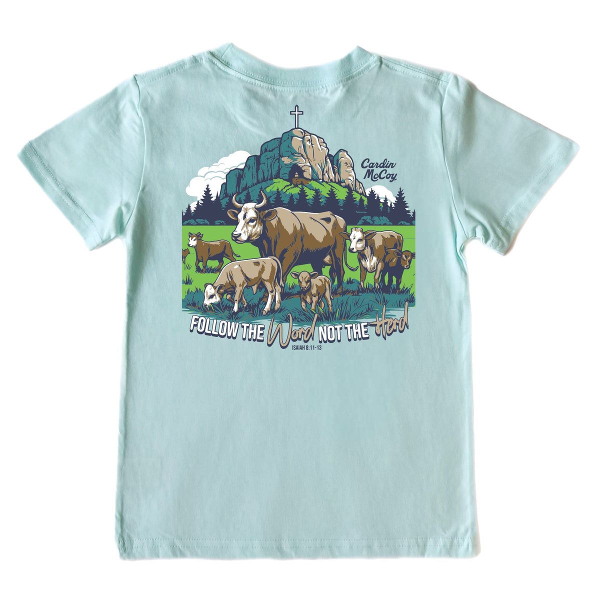 Kids' Follow The Word, Not The Herd Short-Sleeve Tee Short Sleeve T-Shirt Cardin McCoy Blue Mint XXS (2/3) Pocket