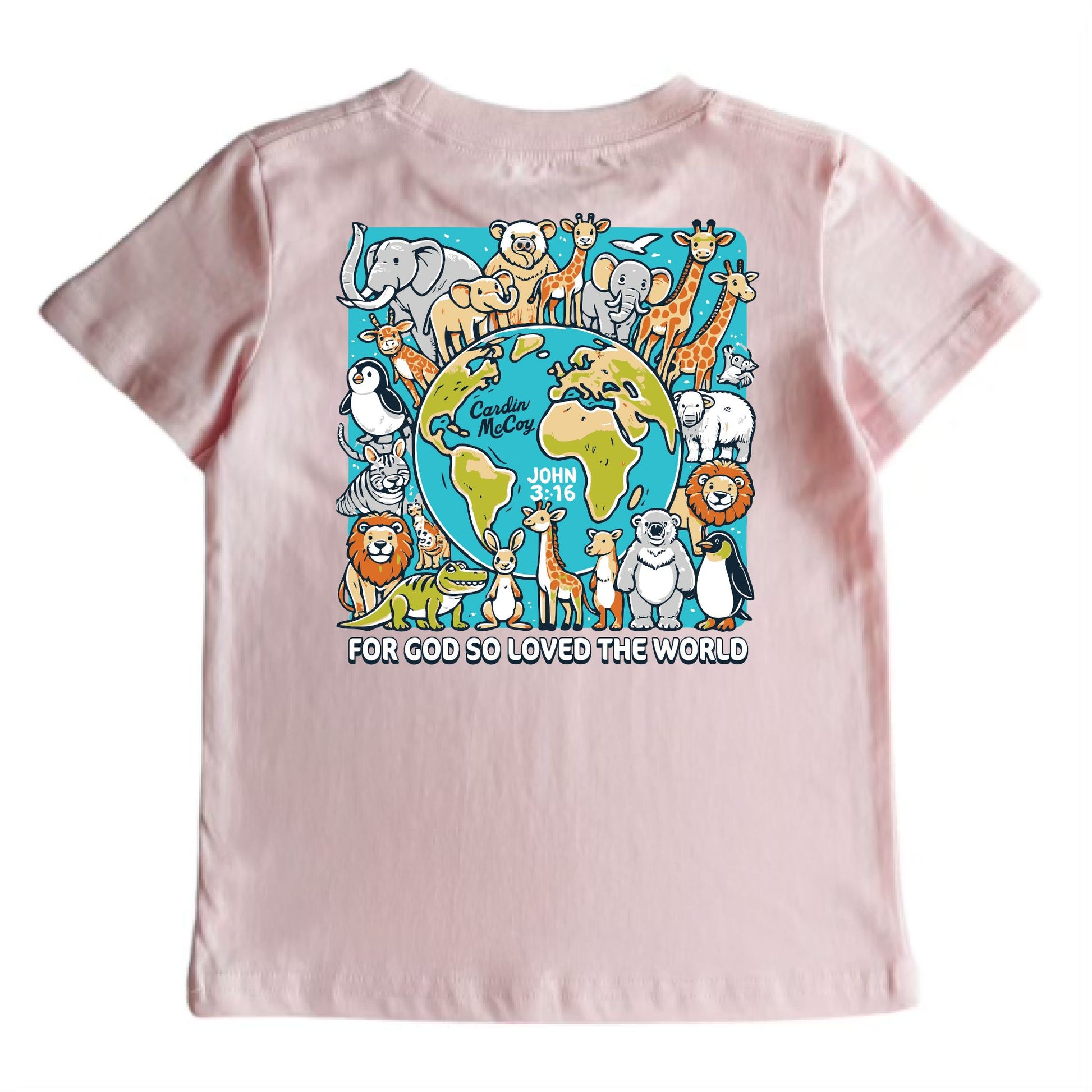 Kids' For God So Loved Short-Sleeve Tee Short Sleeve T-Shirt Cardin McCoy Light Pink XXS (2/3) Pocket