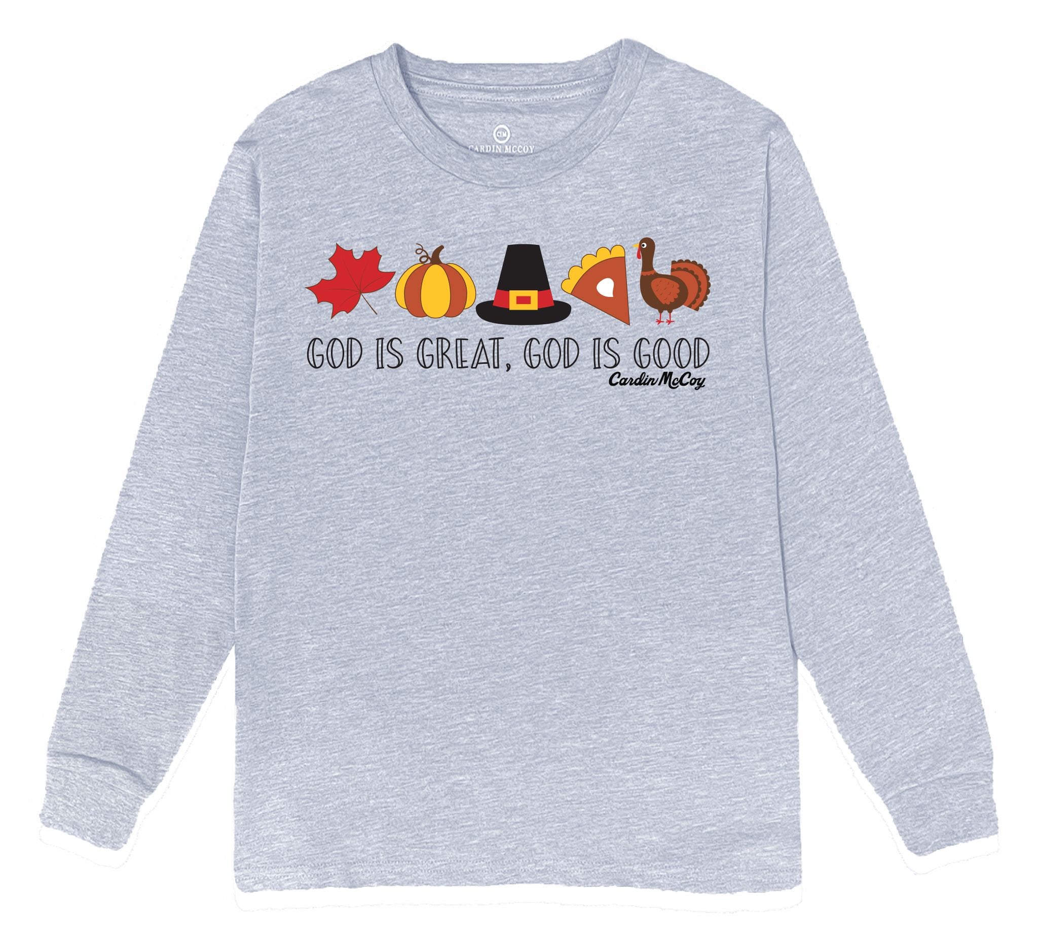 Kids' God is Great Front Long-Sleeve Tee Short Sleeve T-Shirt Cardin McCoy Heather Gray XXS (2/3) No Pocket