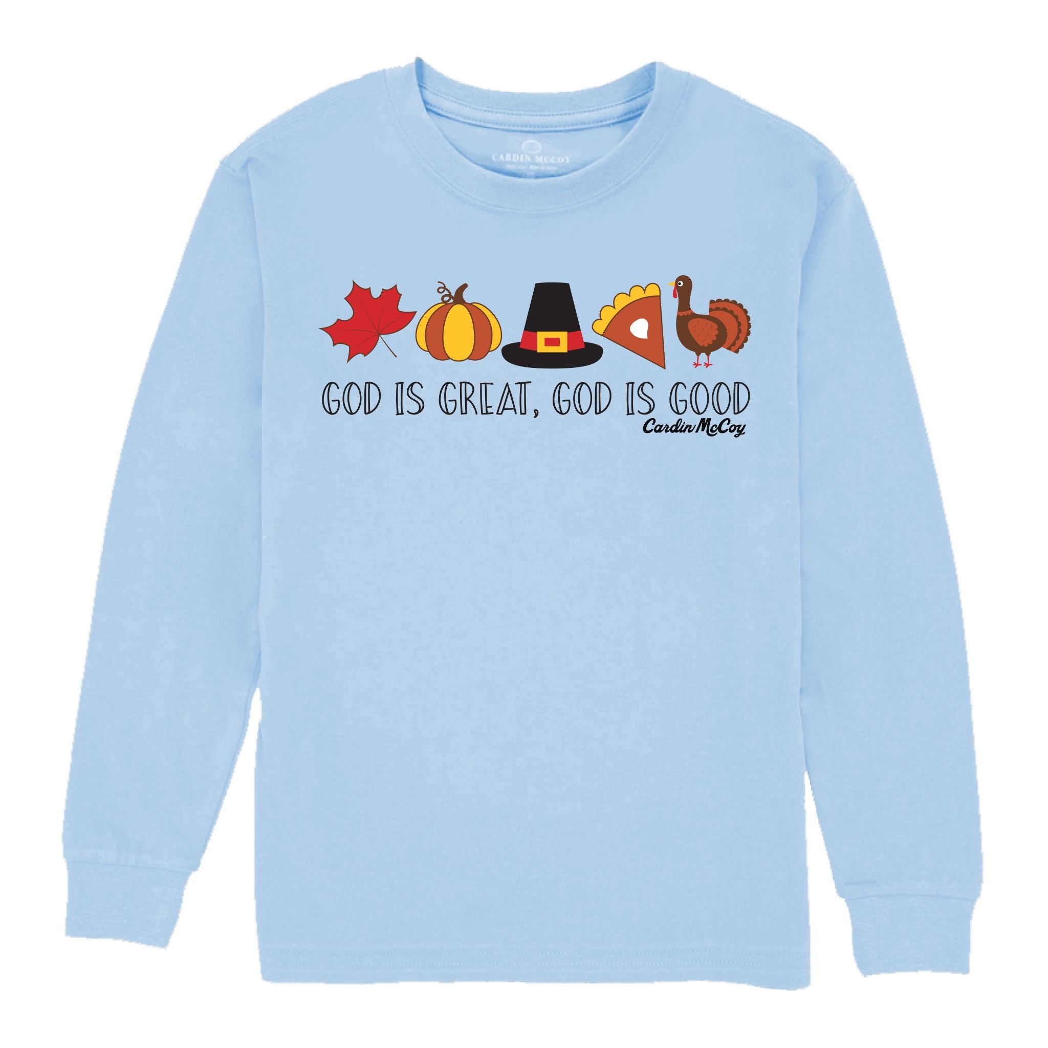 Kids' God is Great Front Long-Sleeve Tee Short Sleeve T-Shirt Cardin McCoy Light Blue XXS (2/3) No Pocket