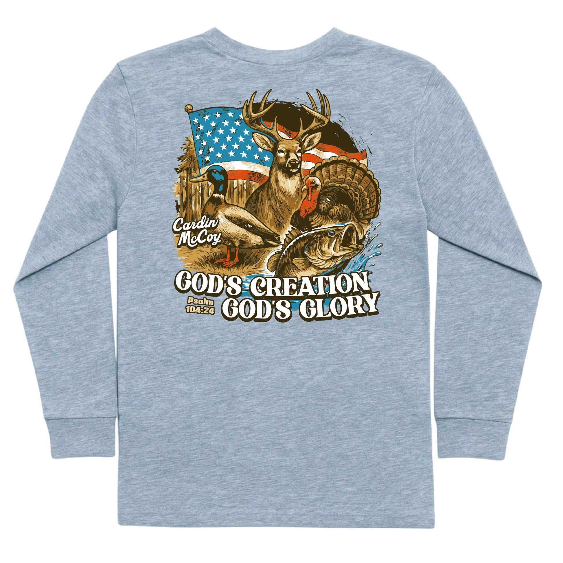 Kids' God's Creation Long-Sleeve Tee Long Sleeve T-Shirt Cardin McCoy Heather Gray XXS (2/3) Pocket