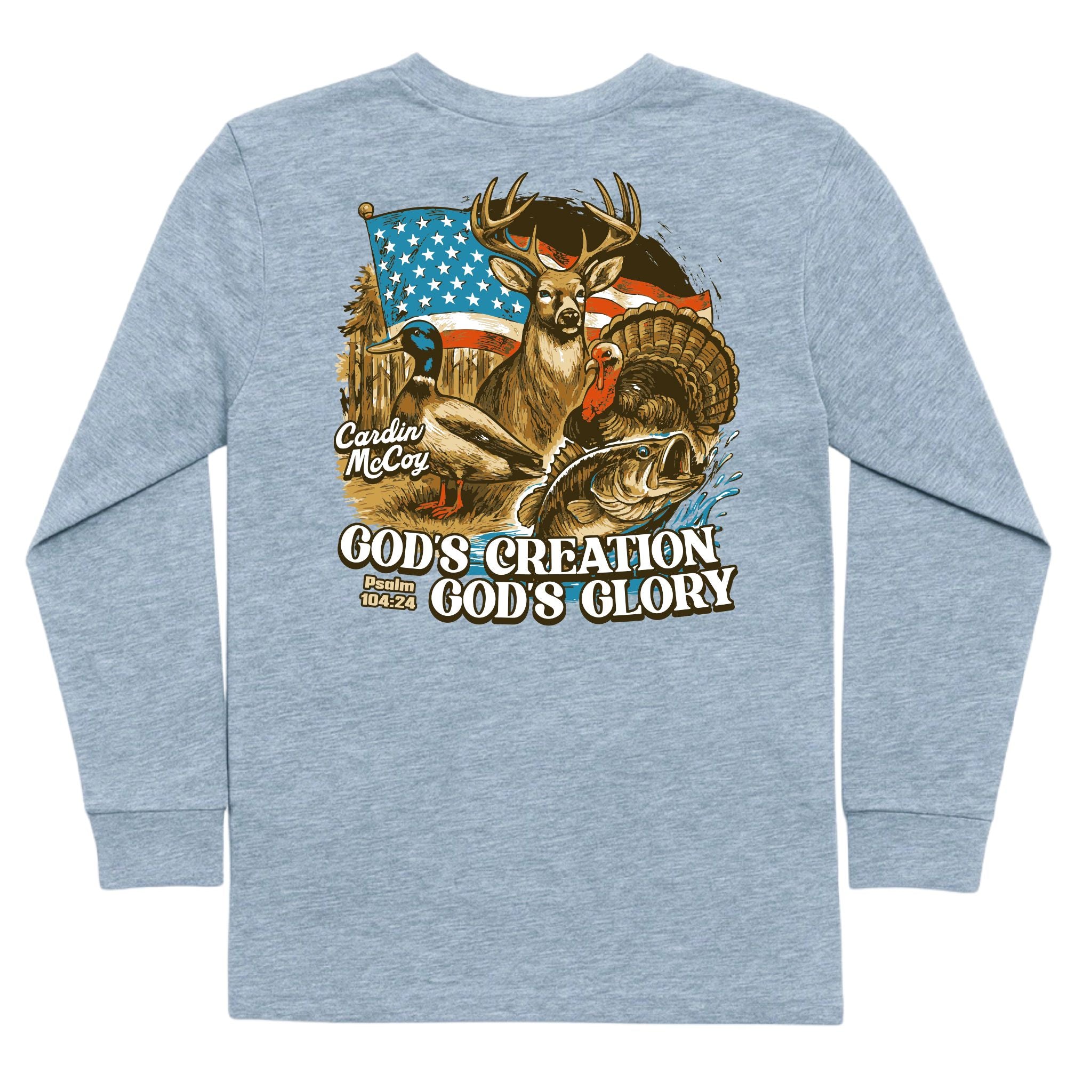 Kids' God's Creation Long-Sleeve Tee Long Sleeve T-Shirt Cardin McCoy Heather Gray XXS (2/3) Pocket