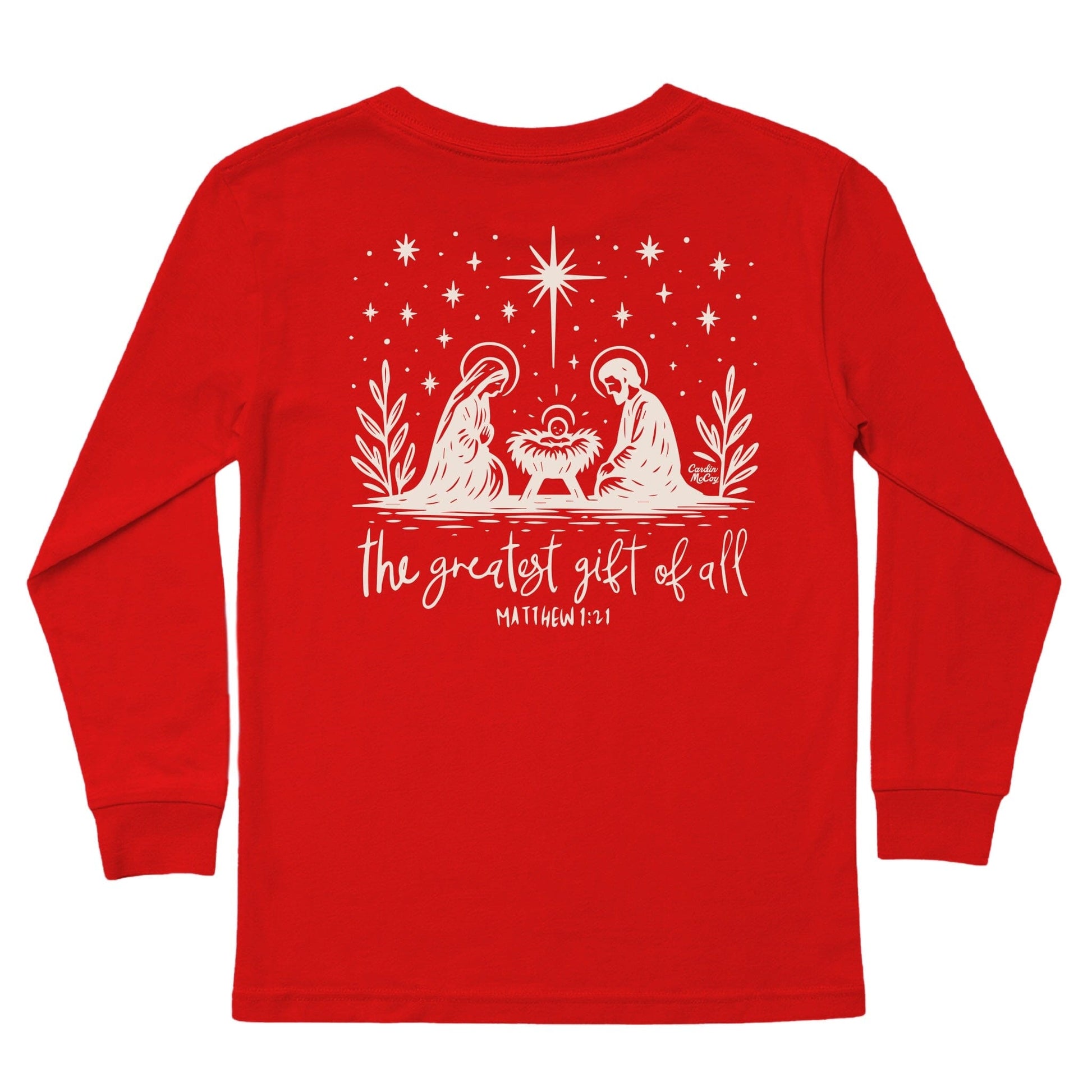 Kid's Greatest Gift Long-Sleeve Tee Long Sleeve T-Shirt Cardin McCoy Red XXS (2/3) Pocket