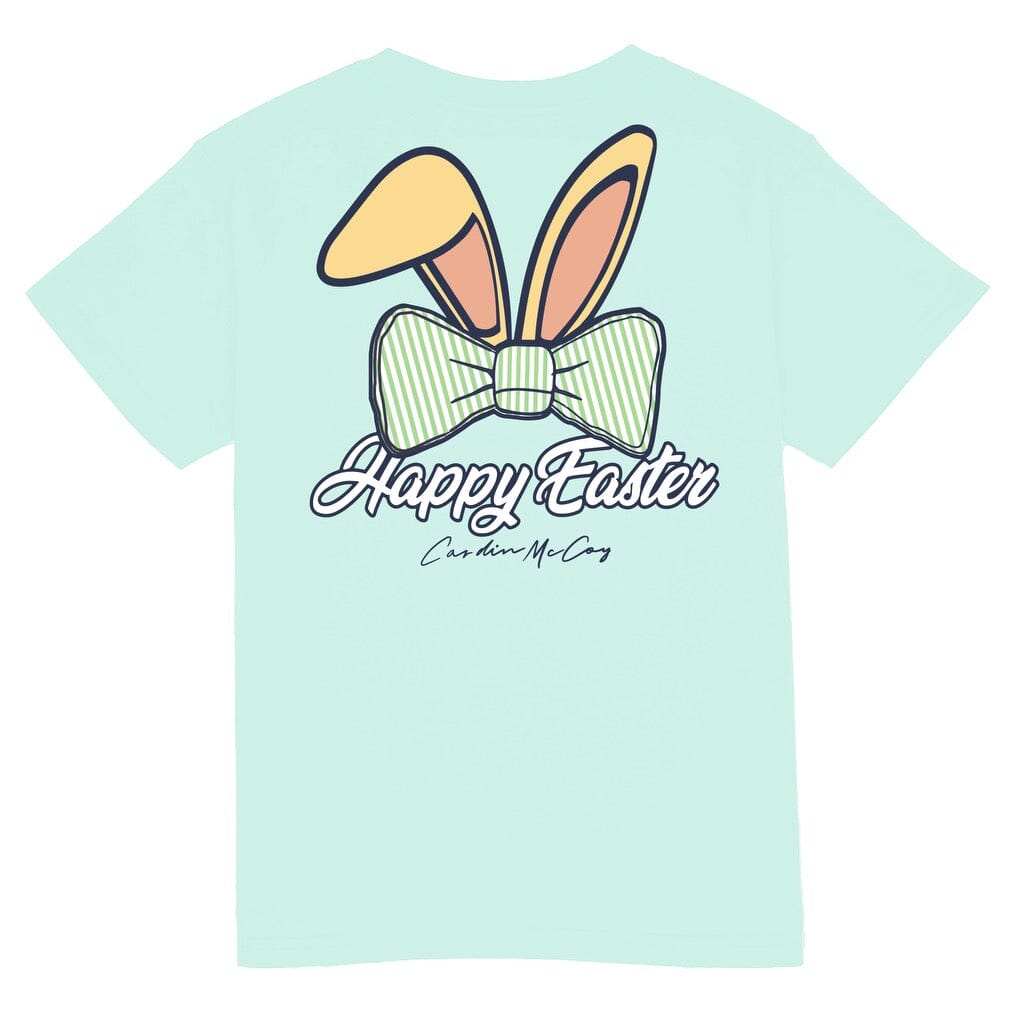 Kids' Happy Easter Short Sleeve Pocket Tee Short Sleeve T-Shirt Cardin McCoy Blue Mint No Pocket XXS (2/3) 