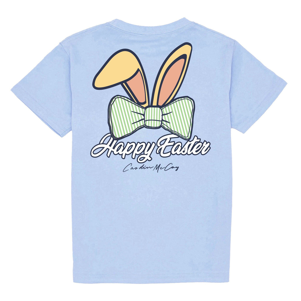Kids' Happy Easter Short Sleeve Pocket Tee Short Sleeve T-Shirt Cardin McCoy Light Blue No Pocket XXS (2/3) 