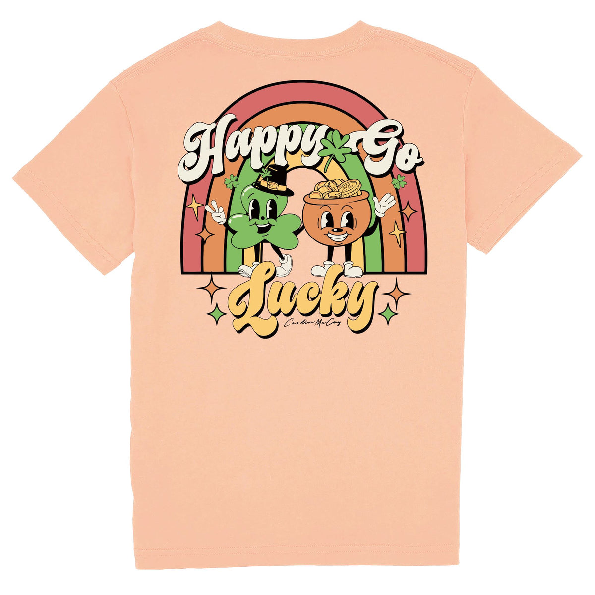 Kids' Happy Go Lucky Short Sleeve Pocket Tee Short Sleeve T-Shirt Cardin McCoy Peach XXS (2/3) 