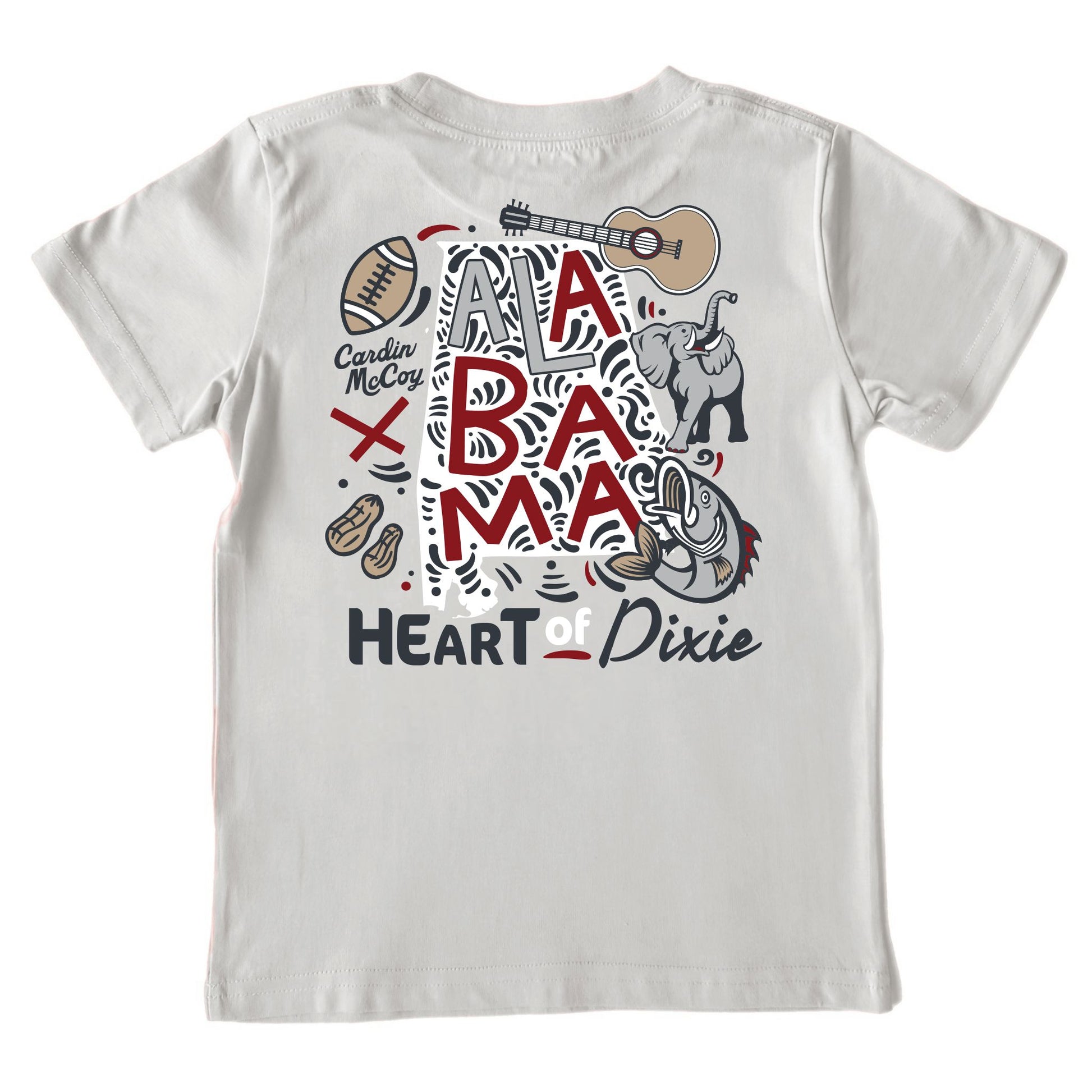 Kids' Heart of Dixie Crimson Short-Sleeve Tee Short Sleeve T-Shirt Cardin McCoy Ice Gray XXS (2/3) Pocket