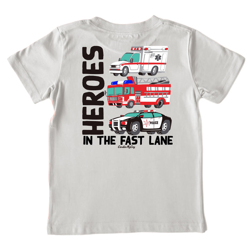 Kids' Heroes in the Fast Lane Short-Sleeve Tee Short Sleeve T-Shirt Cardin McCoy Ice Gray XXS (2/3) Pocket