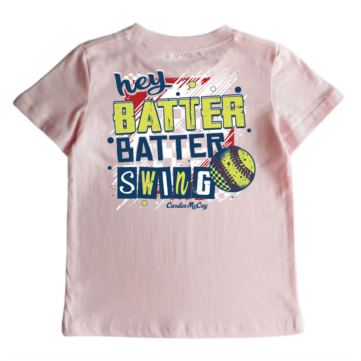 Kids' Hey Batter Batter Softball Short-Sleeve Tee Short Sleeve T-Shirt Cardin McCoy Light Pink XXS (2/3) Pocket
