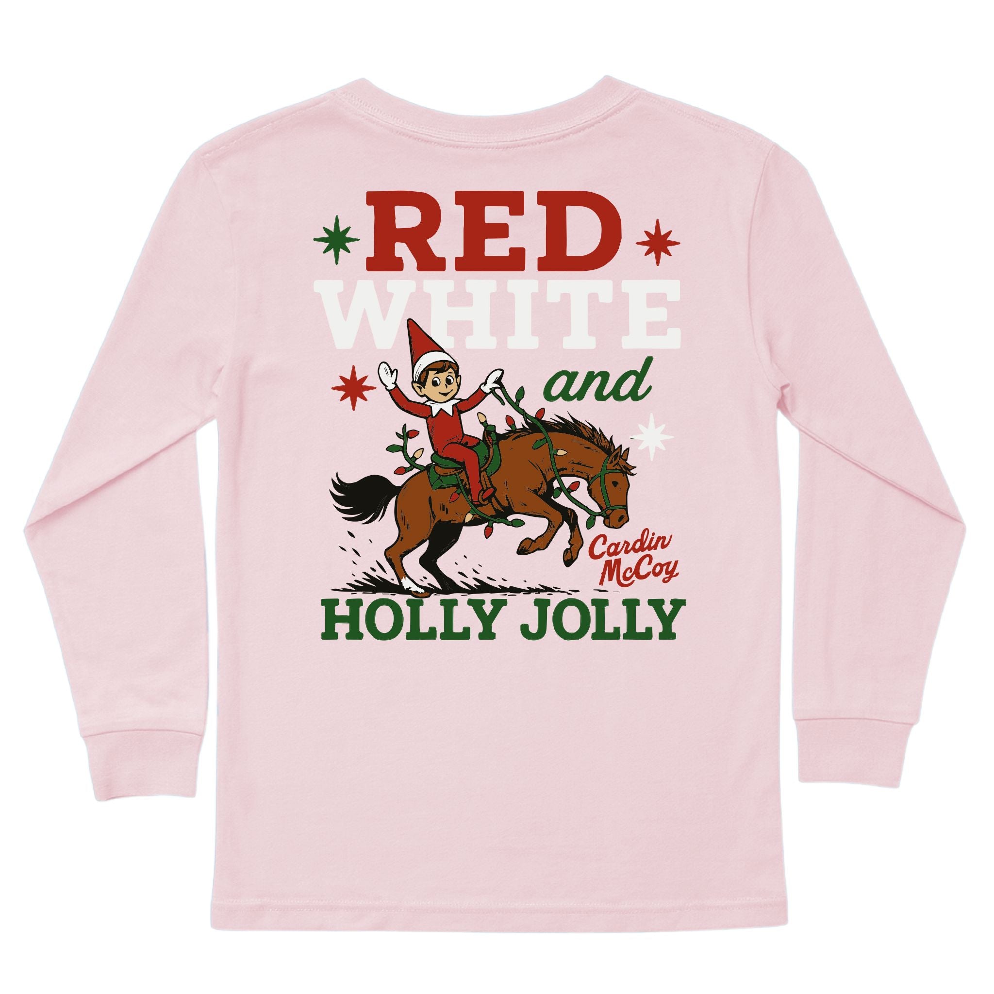 Kids' Holly Jolly Long-Sleeve Tee Long Sleeve T-Shirt Cardin McCoy Light Pink XXS (2/3) Pocket