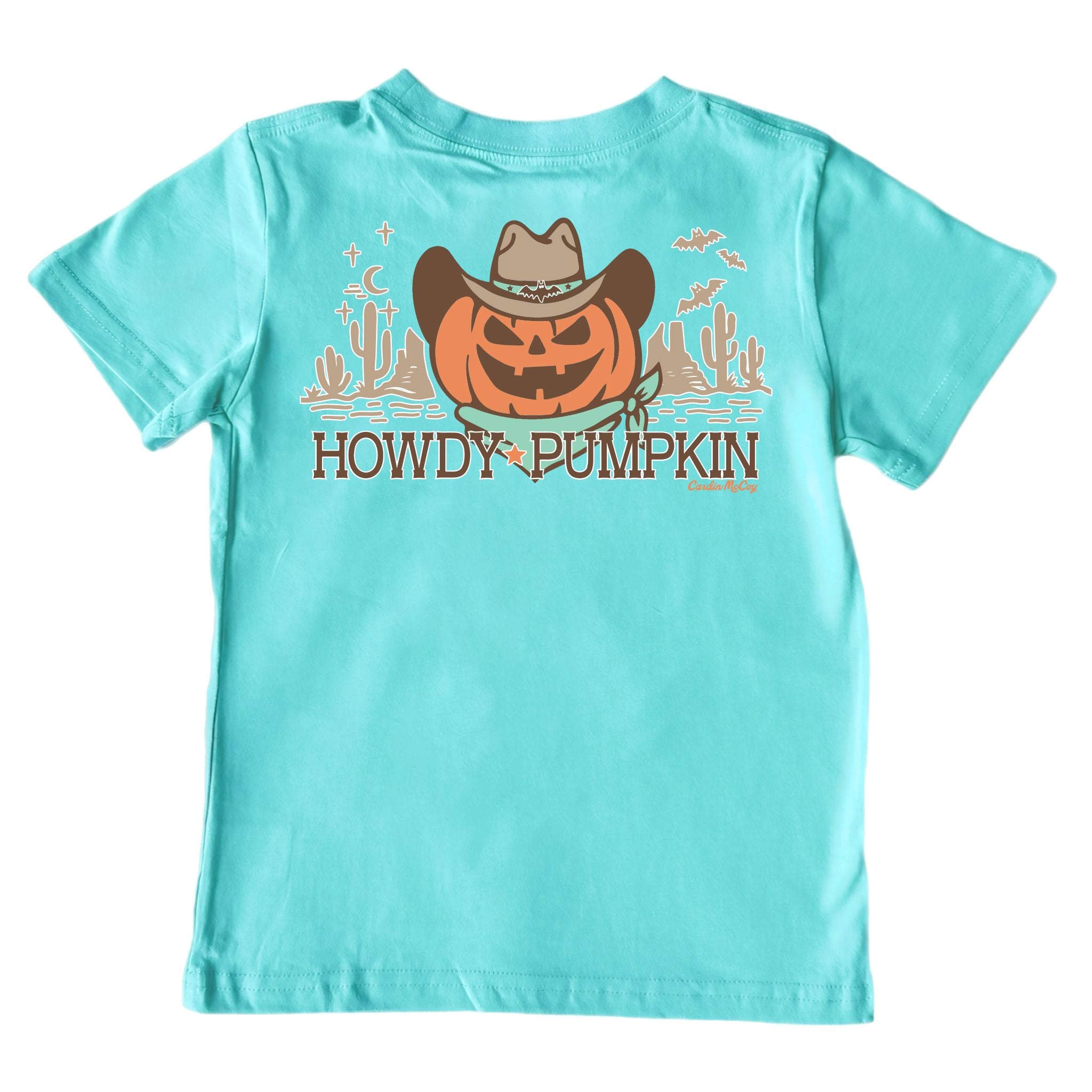 Kids' Howdy Pumpkin Short-Sleeve Tee Short Sleeve T-Shirt Cardin McCoy Teal XXS (2/3) Pocket