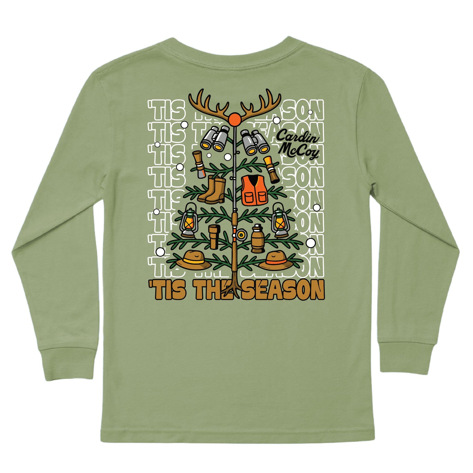 Kids' Hunting Christmas Tree Long-Sleeve Tee Long Sleeve T-Shirt Cardin McCoy Light Olive XXS (2/3) Pocket