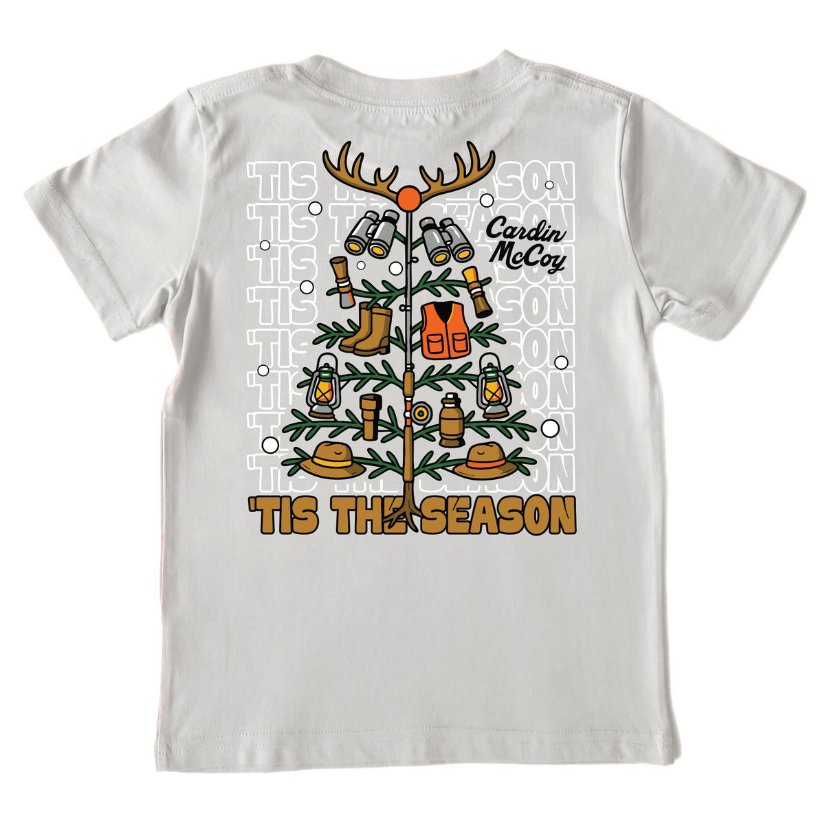 Kids' Hunting Christmas Tree Short-Sleeve Tee Short Sleeve T-Shirt Cardin McCoy Ice Gray XXS (2/3) Pocket