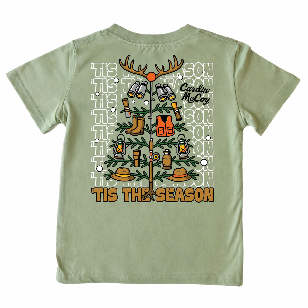 Kids' Hunting Christmas Tree Short-Sleeve Tee Short Sleeve T-Shirt Cardin McCoy Light Olive XXS (2/3) Pocket