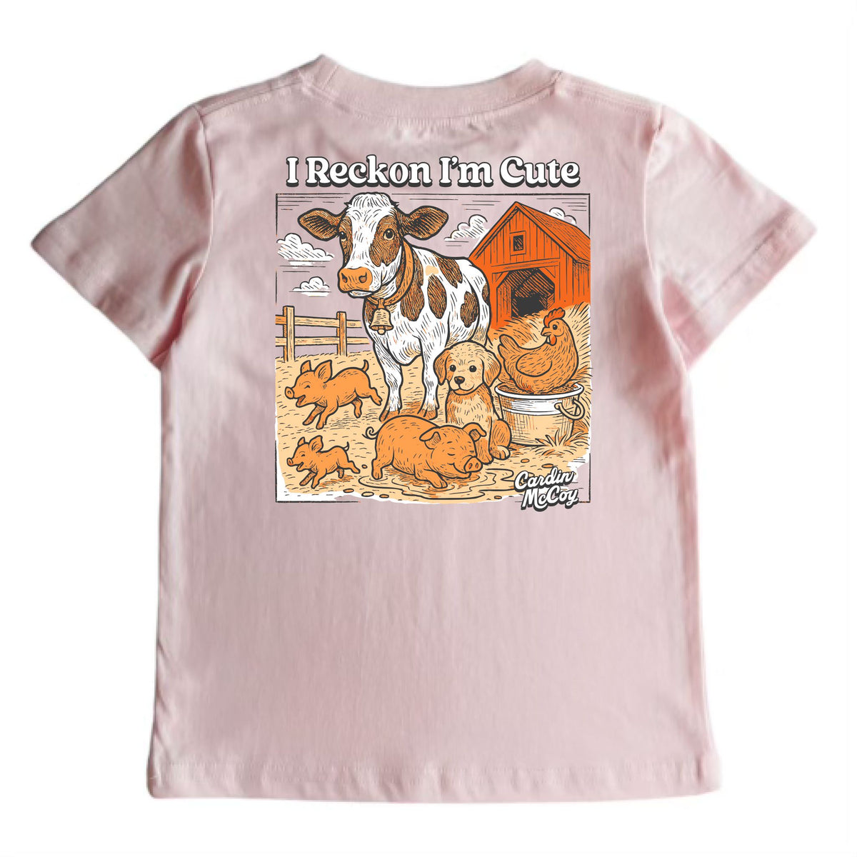 Kids' I Reckon I'm Cute Short-Sleeve Tee Short Sleeve T-Shirt Cardin McCoy Light Pink XXS (2/3) Pocket