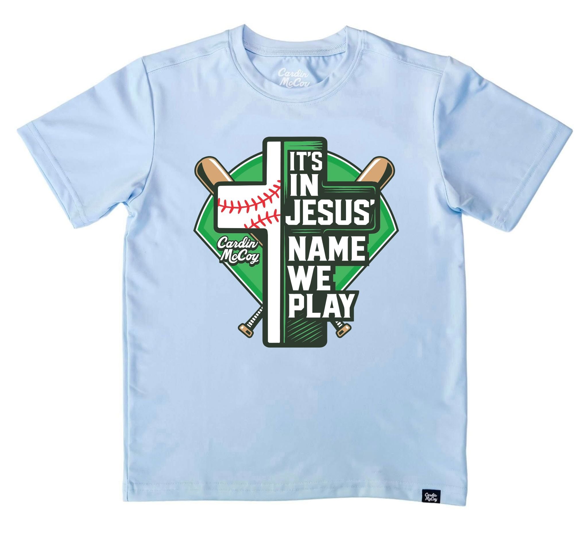 Kids' In Jesus Name Front Design Short-Sleeve Tee Short Sleeve T-Shirt Cardin McCoy Blue Sky XXS (2/3) Front
