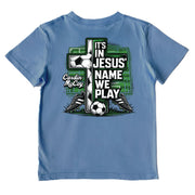 Kids' In Jesus Name Soccer Performance Short-Sleeve Tee Short Sleeve T-Shirt Cardin McCoy Captain Blue XXS (2/3) Performance