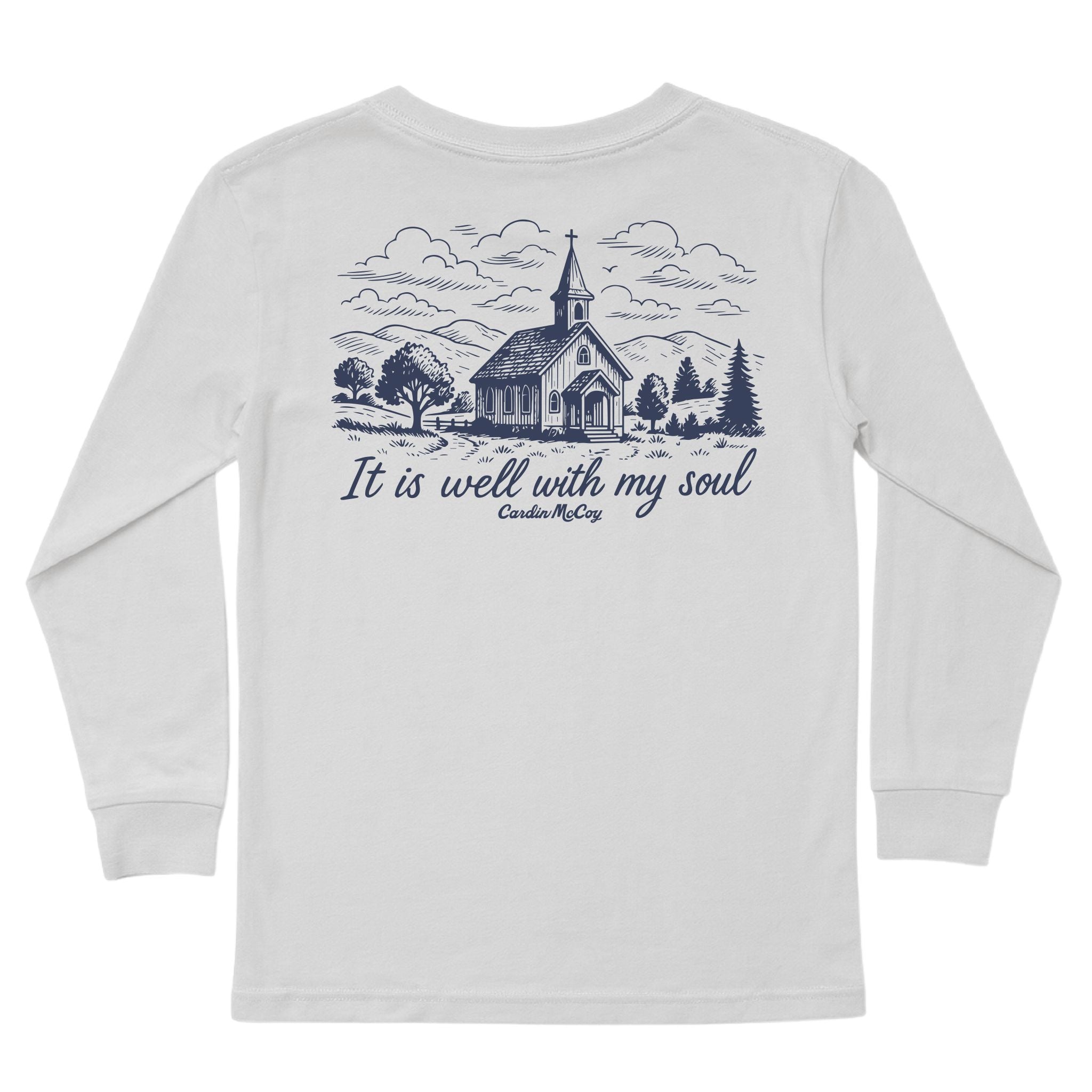 Kids' It Is Well Long-Sleeve Tee Long Sleeve T-Shirt Cardin McCoy Ice Gray XXS (2/3) Pocket