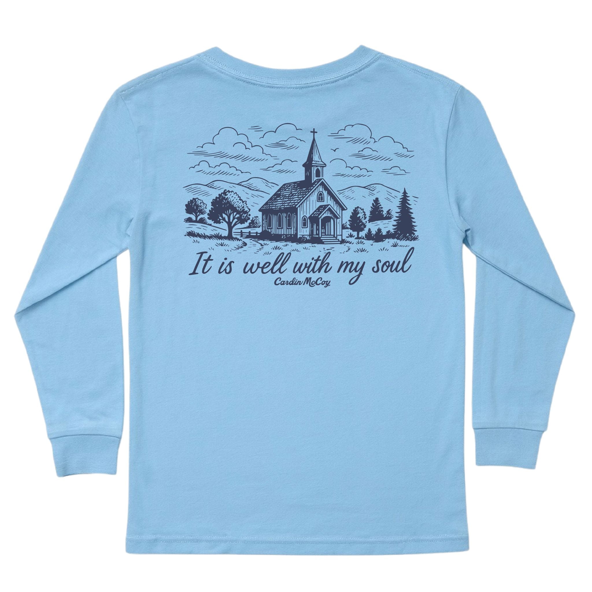 Kids' It Is Well Long-Sleeve Tee Long Sleeve T-Shirt Cardin McCoy Light Blue XXS (2/3) Pocket
