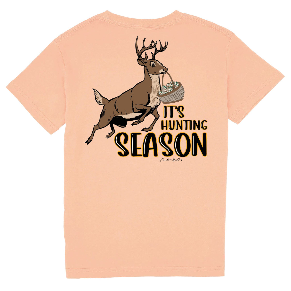 Kids' It's Hunting Season Deer Short Sleeve Pocket Tee Short Sleeve T-Shirt Cardin McCoy Peach XXS (2/3) 