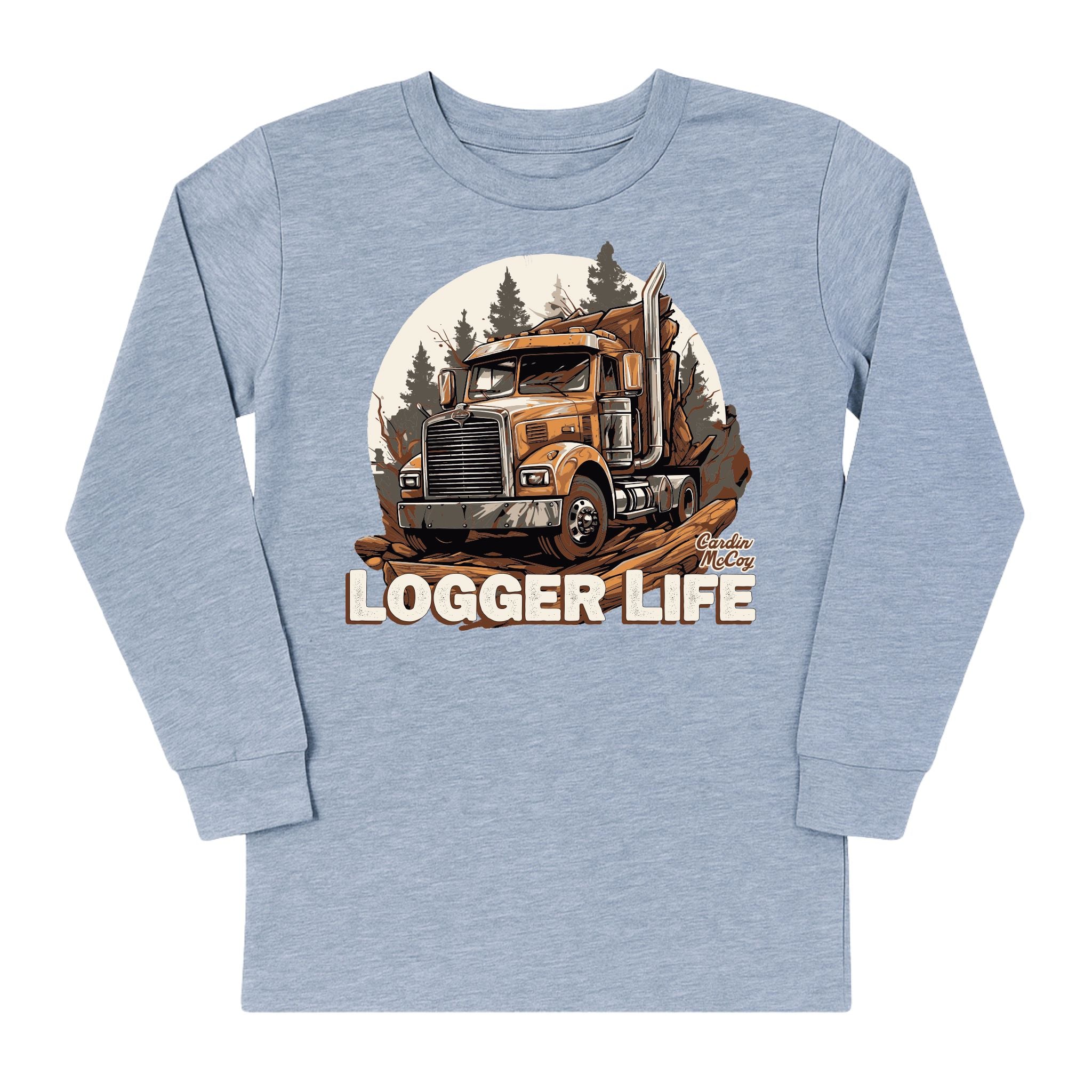 Kids' Logger Life Front Long-Sleeve Tee Long Sleeve T-Shirt Cardin McCoy Heather Gray XXS (2/3) No Pocket
