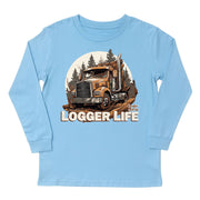 Kids' Logger Life Front Long-Sleeve Tee Long Sleeve T-Shirt Cardin McCoy Light Blue XXS (2/3) No Pocket
