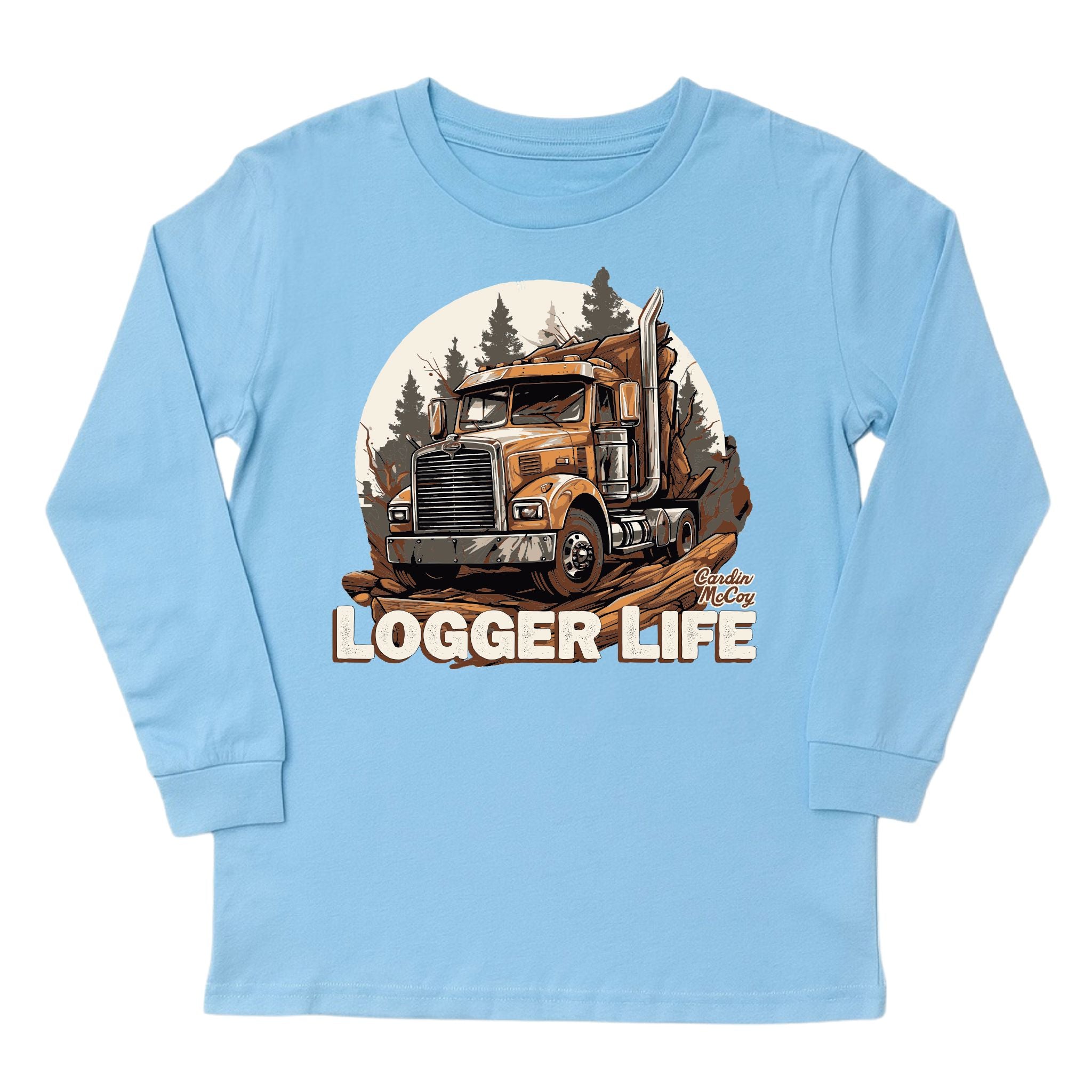Kids' Logger Life Front Long-Sleeve Tee Long Sleeve T-Shirt Cardin McCoy Light Blue XXS (2/3) No Pocket