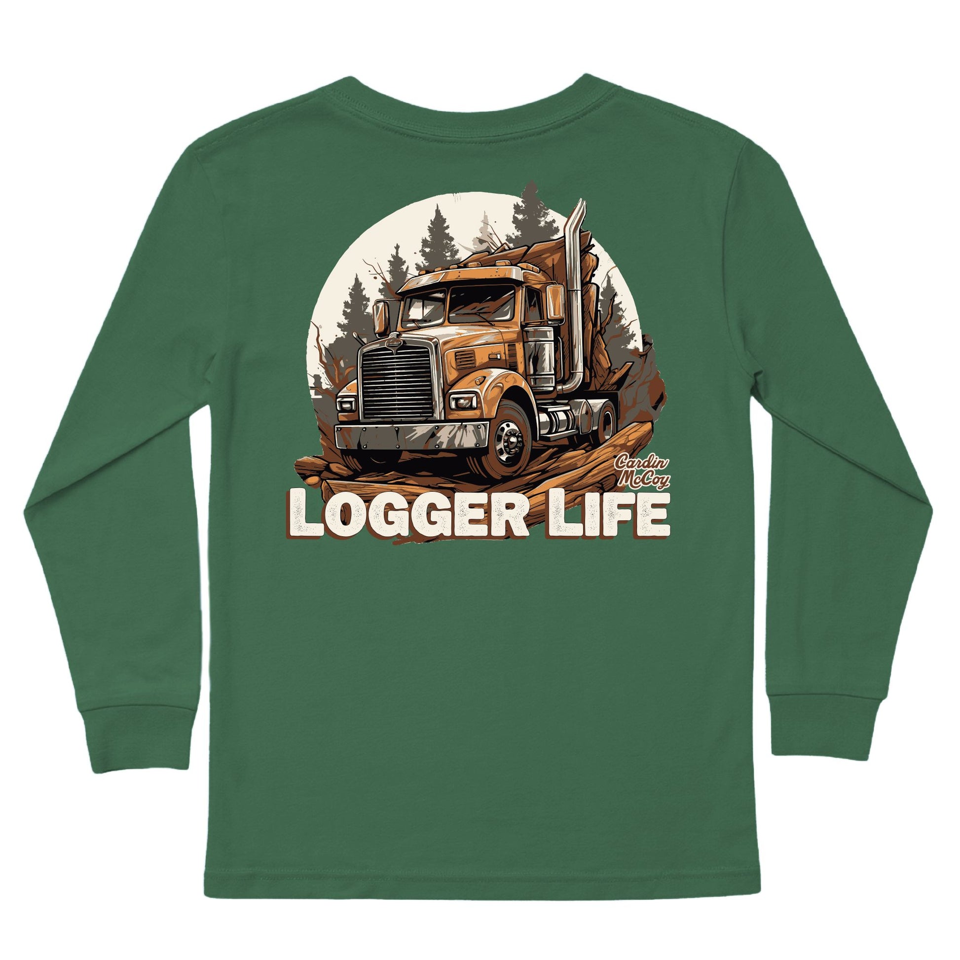 Kids' Logger Life Long-Sleeve Tee Long Sleeve T-Shirt Cardin McCoy Dark Olive XXS (2/3) Pocket