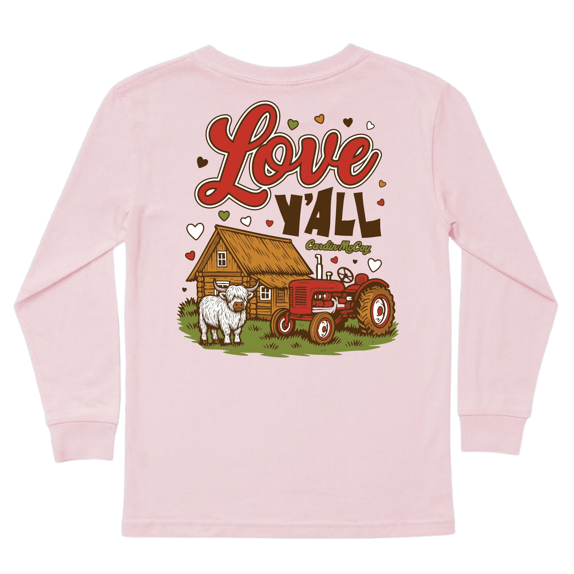 Kids' Love Yall Long-Sleeve Tee Long Sleeve T-Shirt Cardin McCoy Light Pink XXS (2/3) Pocket