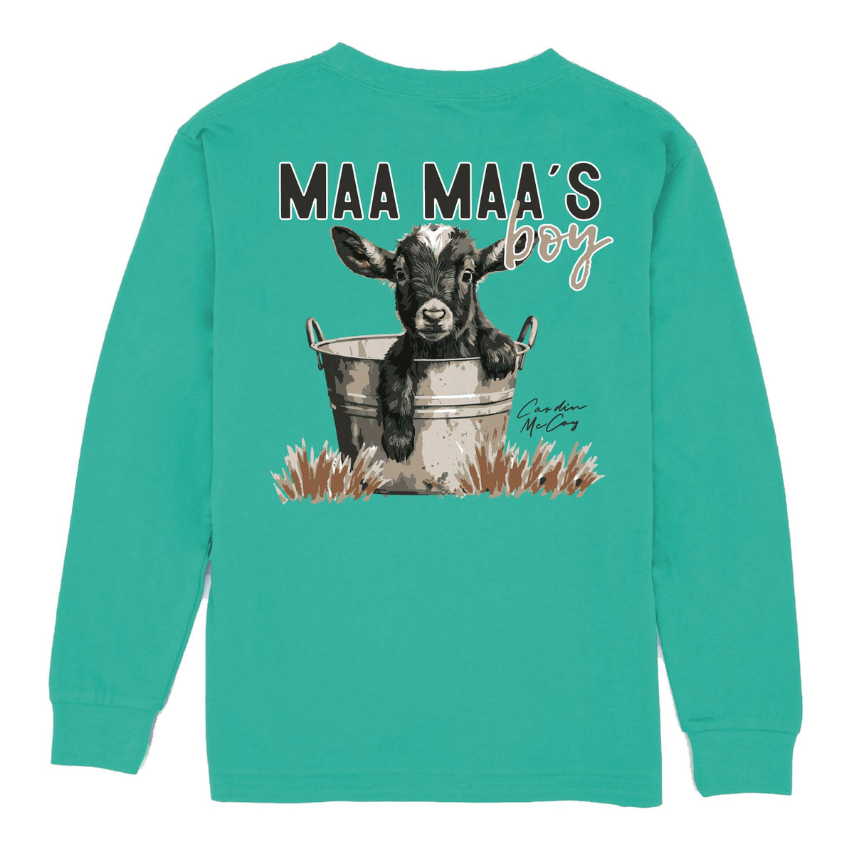 Kids' Maa Maa's Boy Long Sleeve Pocket Tee Long Sleeve T-Shirt Cardin McCoy Teal XXS (2/3) 