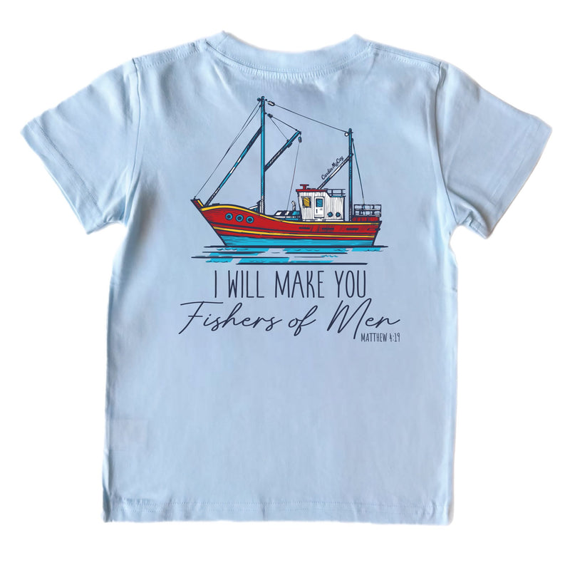 Kids' Make Me Fishers of Men Short-Sleeve Tee Short Sleeve T-Shirt Cardin McCoy Cool Blue XXS (2/3) Pocket