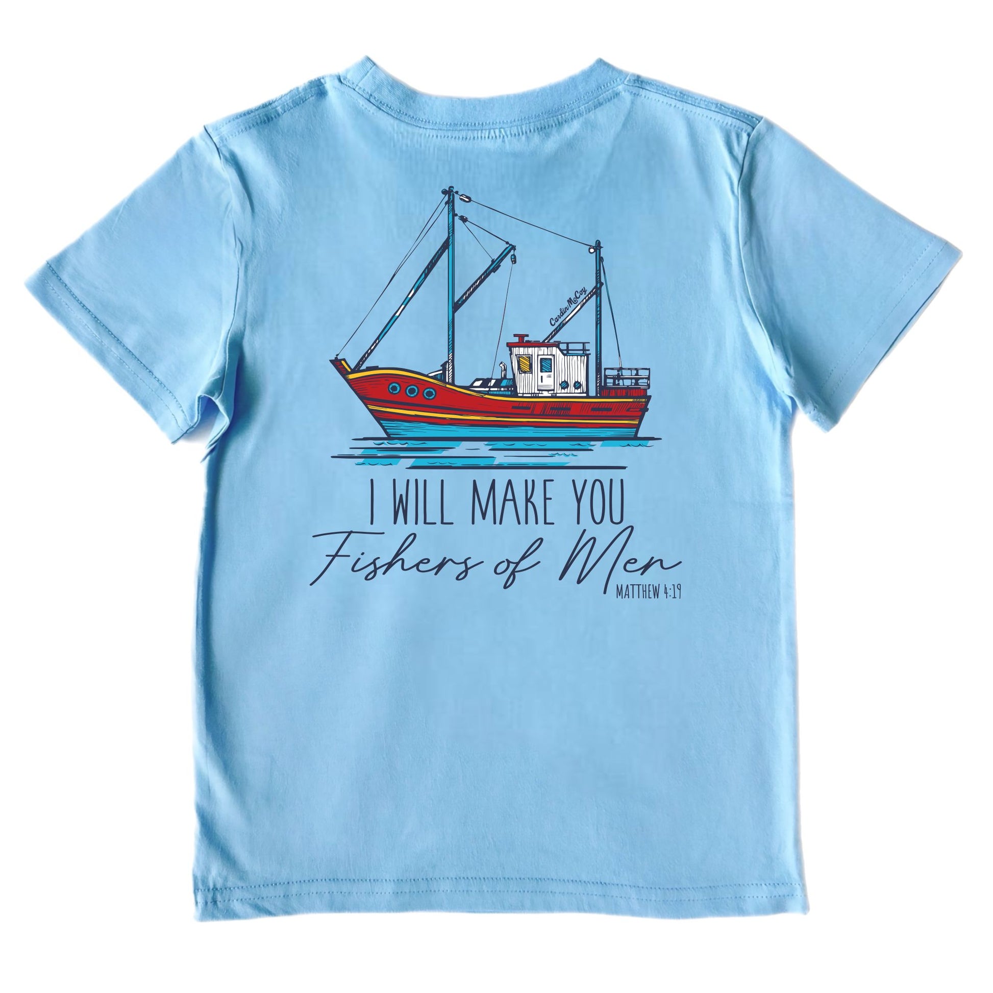 Kids' Make Me Fishers of Men Short-Sleeve Tee Short Sleeve T-Shirt Cardin McCoy Light Blue XXS (2/3) Pocket