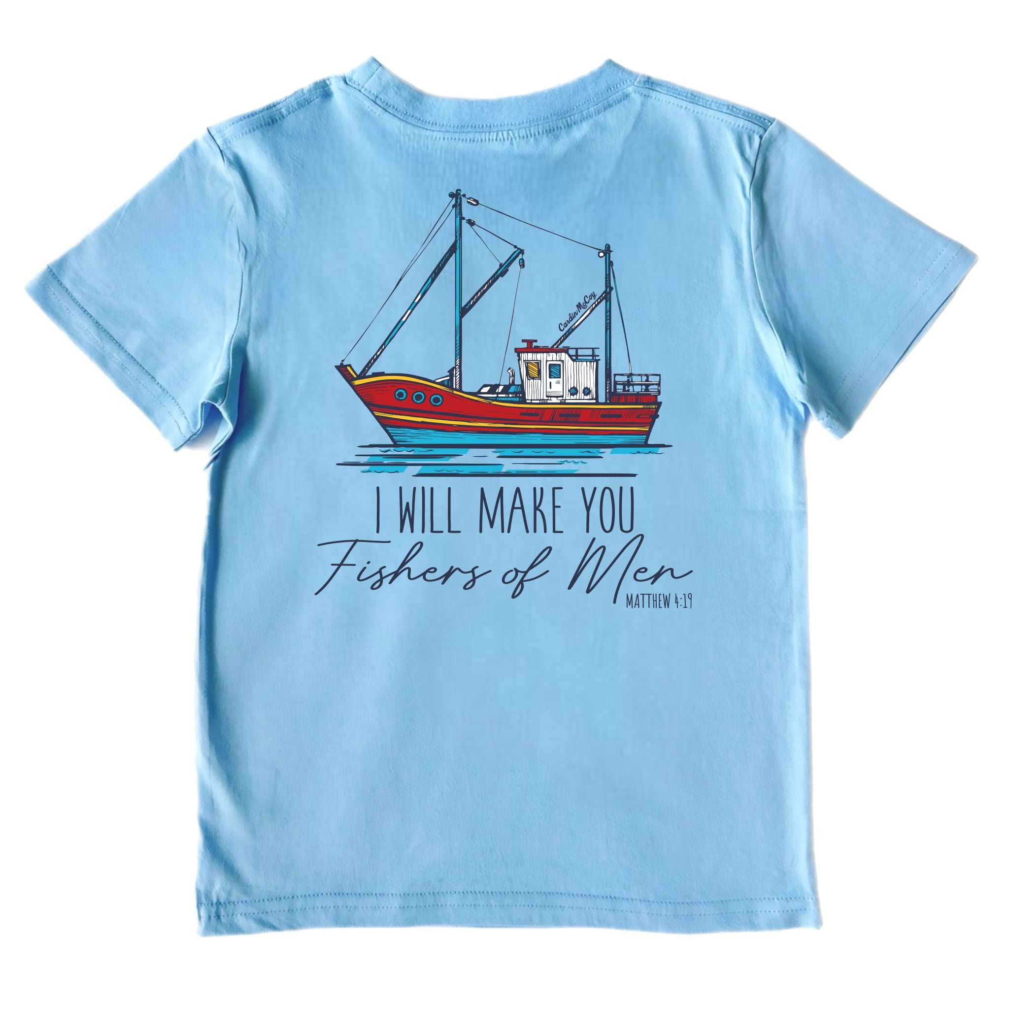 Kids' Make Me Fishers of Men Short-Sleeve Tee Short Sleeve T-Shirt Cardin McCoy Light Blue XXS (2/3) Pocket