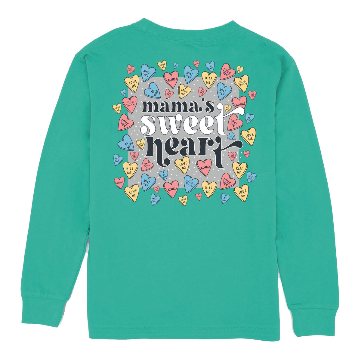 Kids' Mama's Sweetheart Long Sleeve Pocket Tee Long Sleeve T-Shirt Cardin McCoy Teal XXS (2/3) 