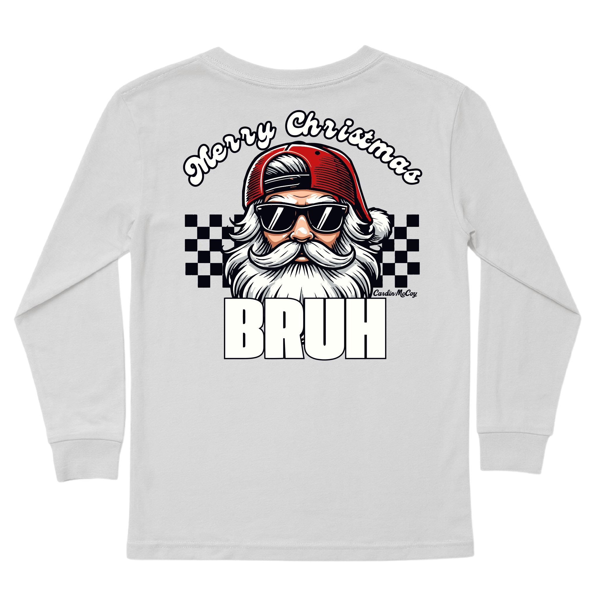 Kids' Merry Christmas Bruh Long-Sleeve Tee Long Sleeve T-Shirt Cardin McCoy Ice Gray XXS (2/3) Pocket