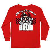 Kids' Merry Christmas Bruh Long-Sleeve Tee Long Sleeve T-Shirt Cardin McCoy Red XXS (2/3) Pocket