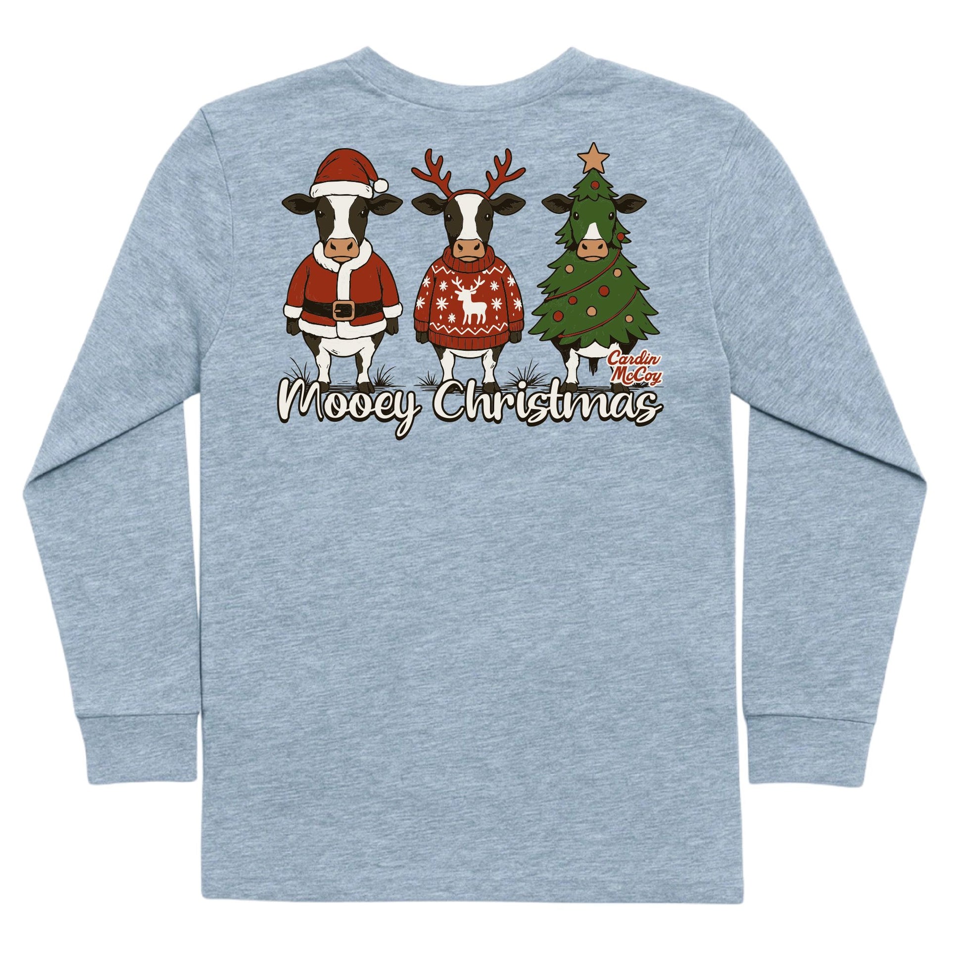 Kids' Mooey Christmas Long-Sleeve Tee Long Sleeve T-Shirt Cardin McCoy Heather Gray XXS (2/3) Pocket