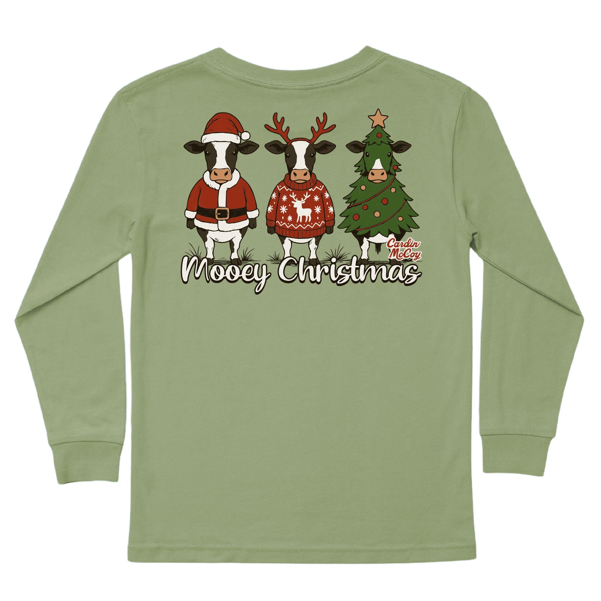 Kids' Mooey Christmas Long-Sleeve Tee Long Sleeve T-Shirt Cardin McCoy Light Olive XXS (2/3) Pocket