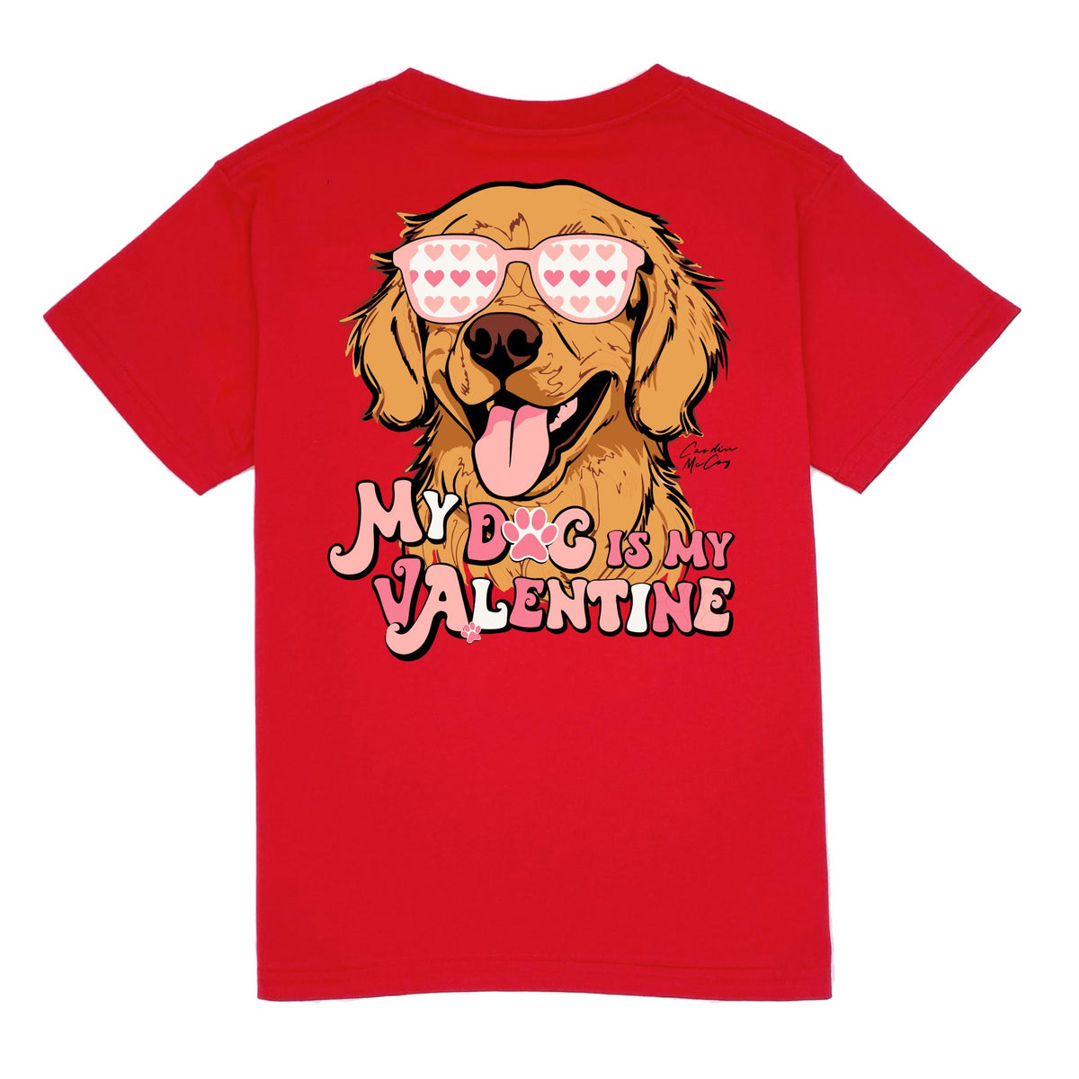 Kids' My Dog is My Valentine Short Sleeve Pocket Tee Short Sleeve T-Shirt Cardin McCoy Red XXS (2/3) 